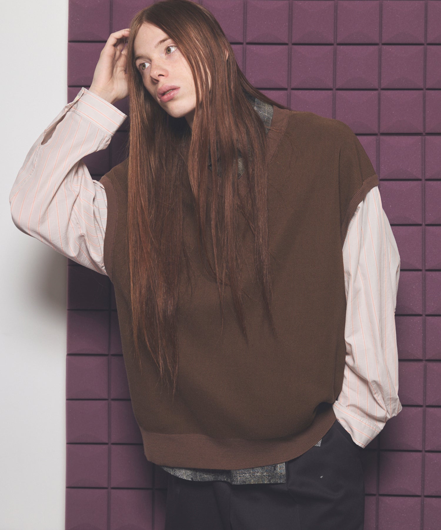 6(ROKU) V NECK KNIT PULLOVER  ニット 6（ロク）の「＜6(ROKU)＞WOOL RIB V NECK PULLOVER/ニット（ニット