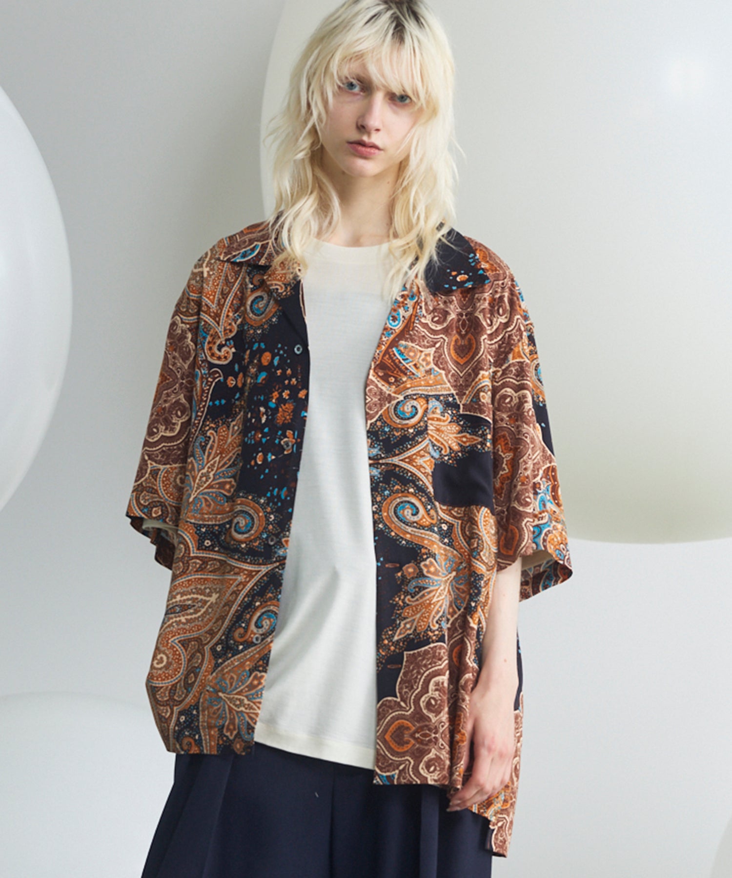 【O.さま専用】Semon PAISLEY SHIRT ROMPERS 26SS PRE-ORDER】【Italian Dead Stock Fabric】Prime-Over Open