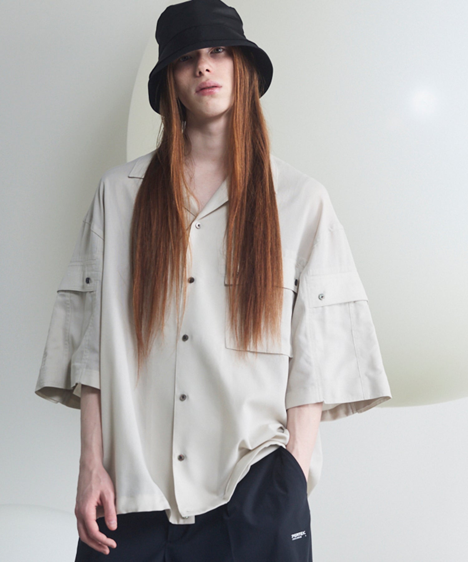 SEMAPO AOR1　シャツ　L Cargo Pocket Prime-Over Sheer Open Collar Shirt