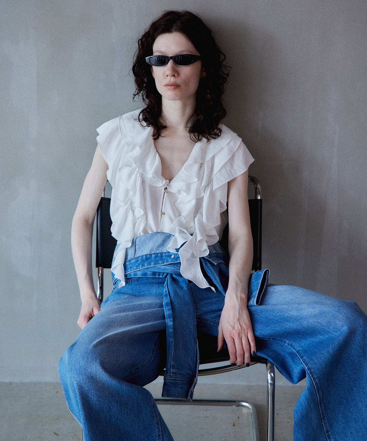 トップス MAISON SPECIAL Ruffle Check Shirts SALE】Ruffle Check Shirts