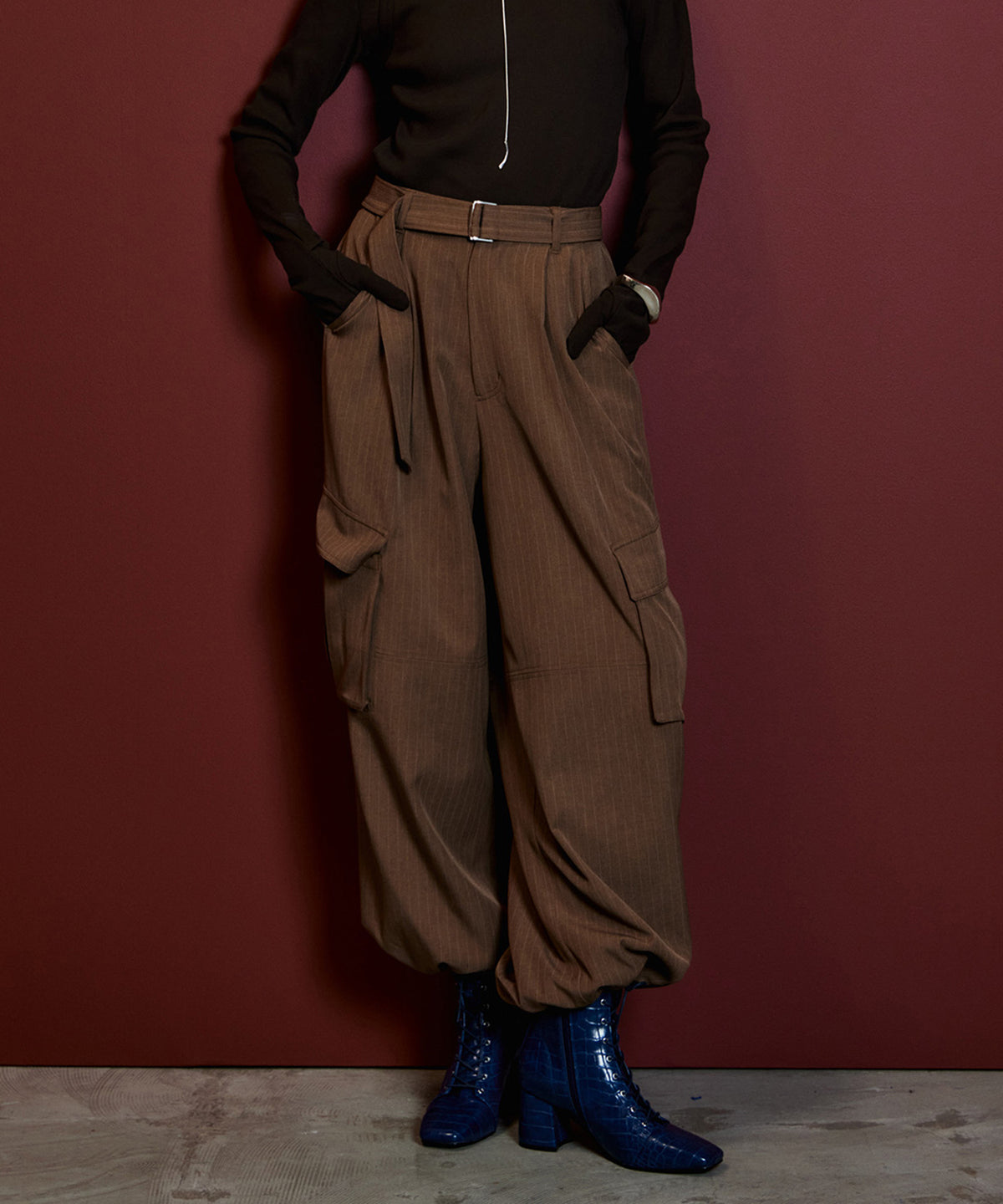 Belted Suiting Cargo Pants