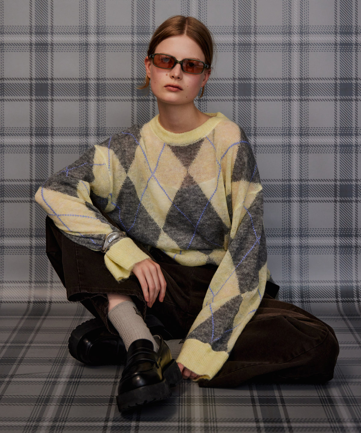【26AUTUMN PRE-ORDER】Oversized Argyle Knit