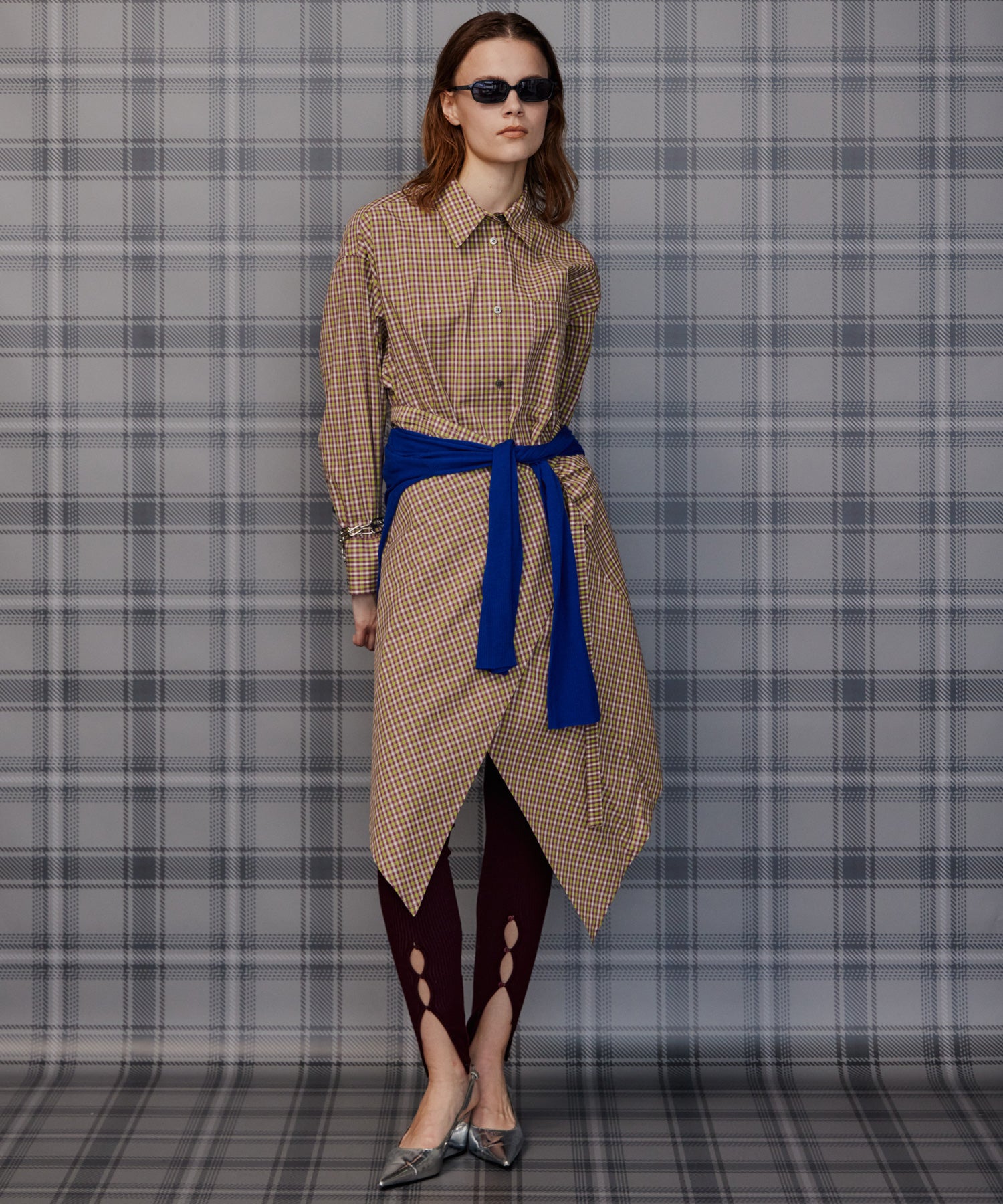 Multi-Apron Oversized Check Shirt