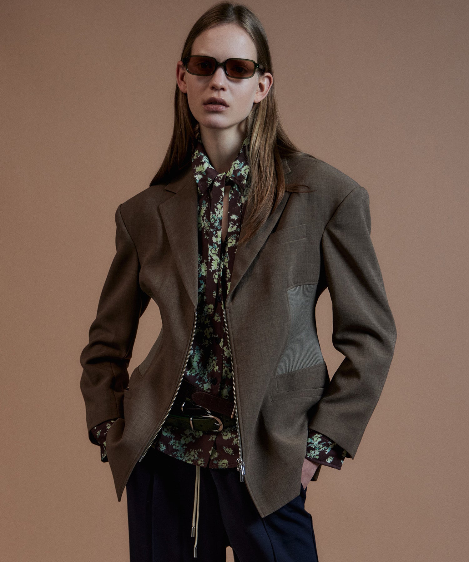 Oversized Jacket with Ribbed Waist