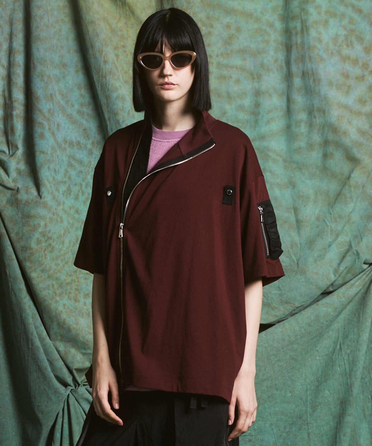 26SS PRE-ORDER】Asymmetrical Front Zip High Neck Prime-Over High Neck