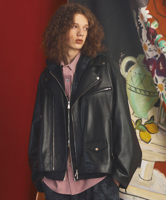 26AW PRE-ORDER】Sheep Leather Prime-Over Double Rider Jacket