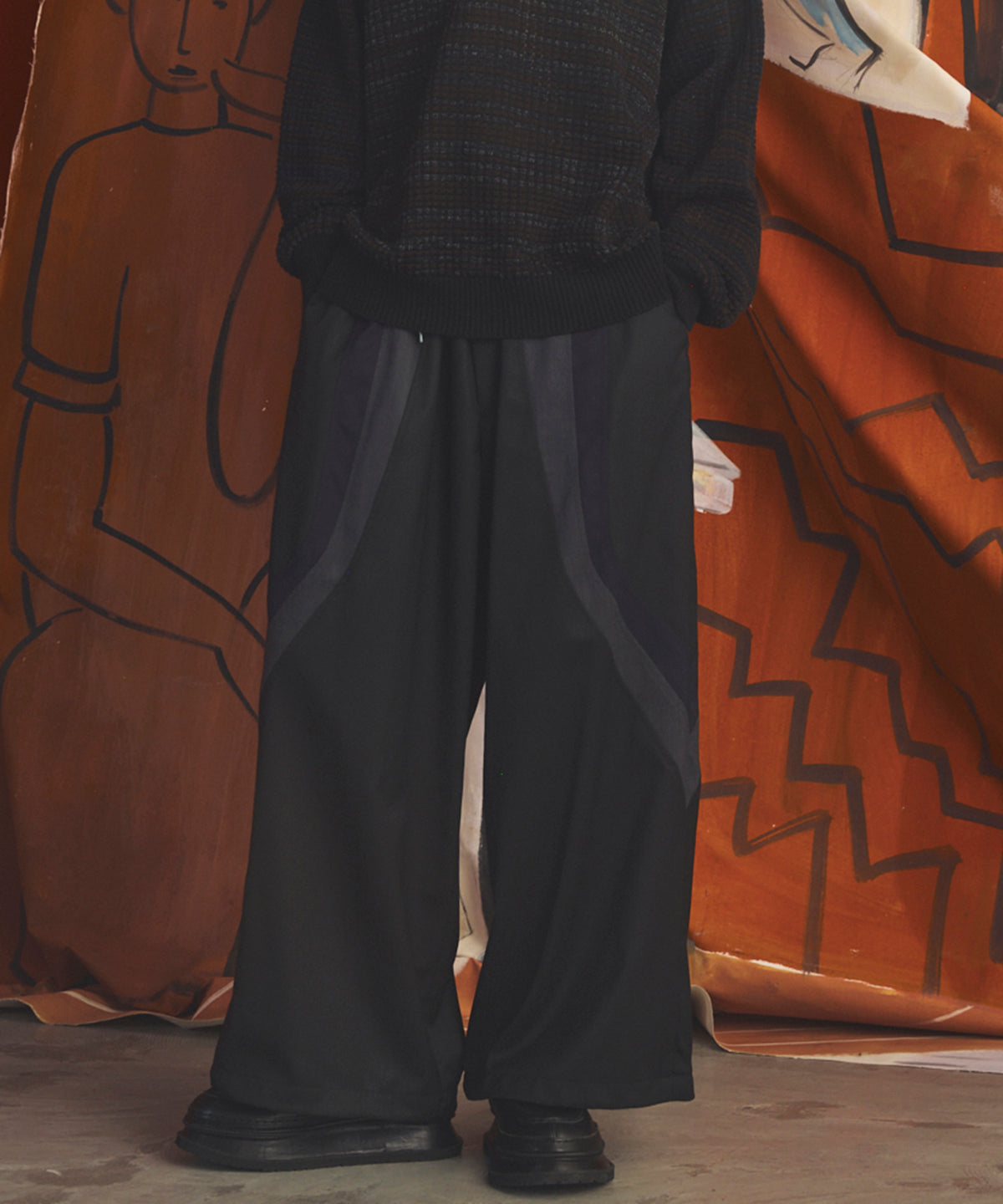 Wool Mixed Prime-Wide Track Pants