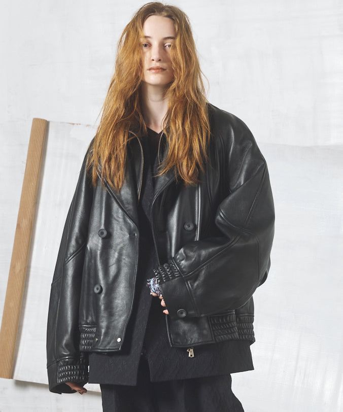 26AW PRE-ORDER】Sheep Leather Prime-Over Single Layering Double Blouso
