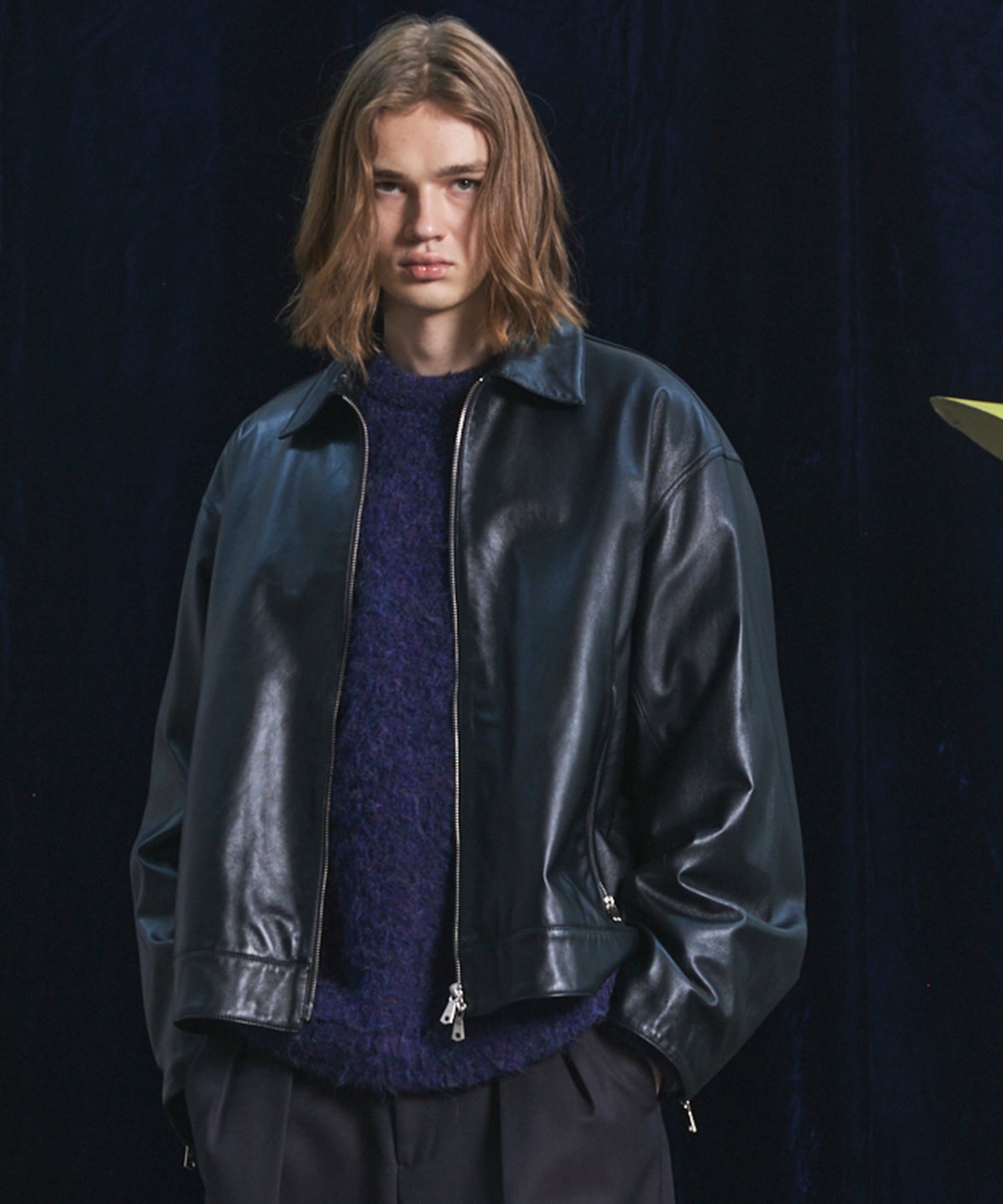 26AW PRE-ORDER】Sheep Leather Prime-Over Single Riders Collared Jacket