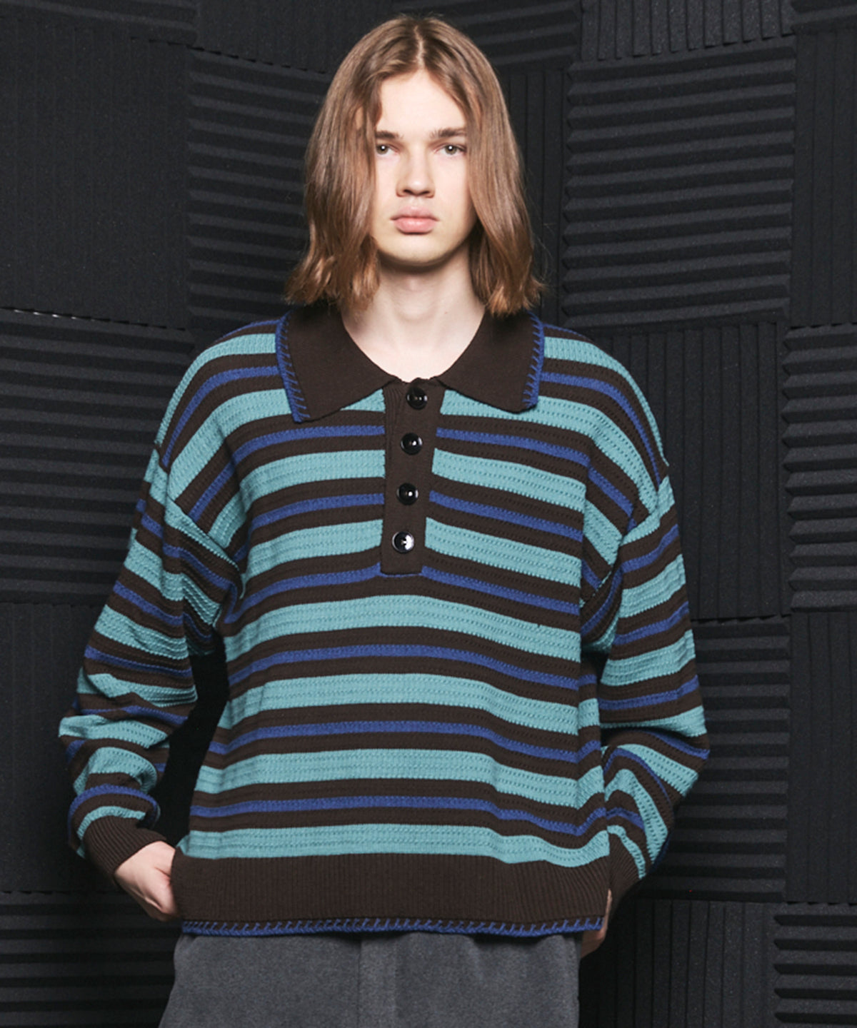 Airy Striped Gabardine Prime-Over Short-sleeved Shirt