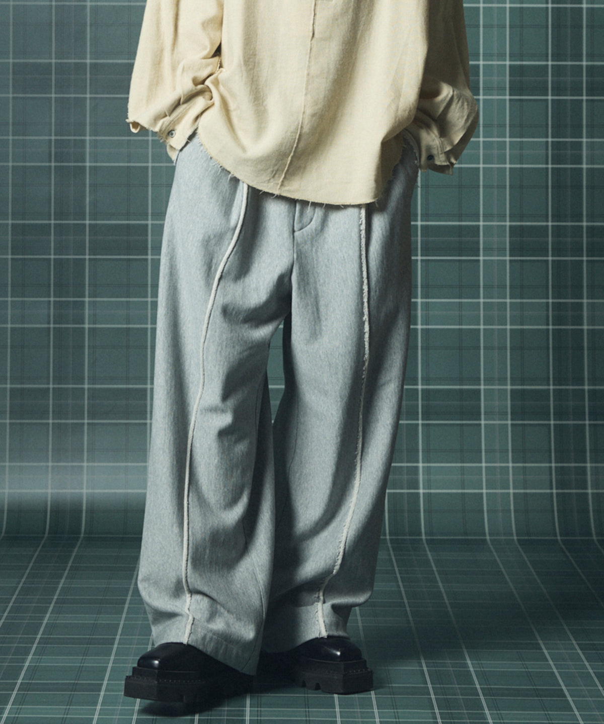 【26aw PRE-ORDER】纯棉面料纯棉宽单褶裤
