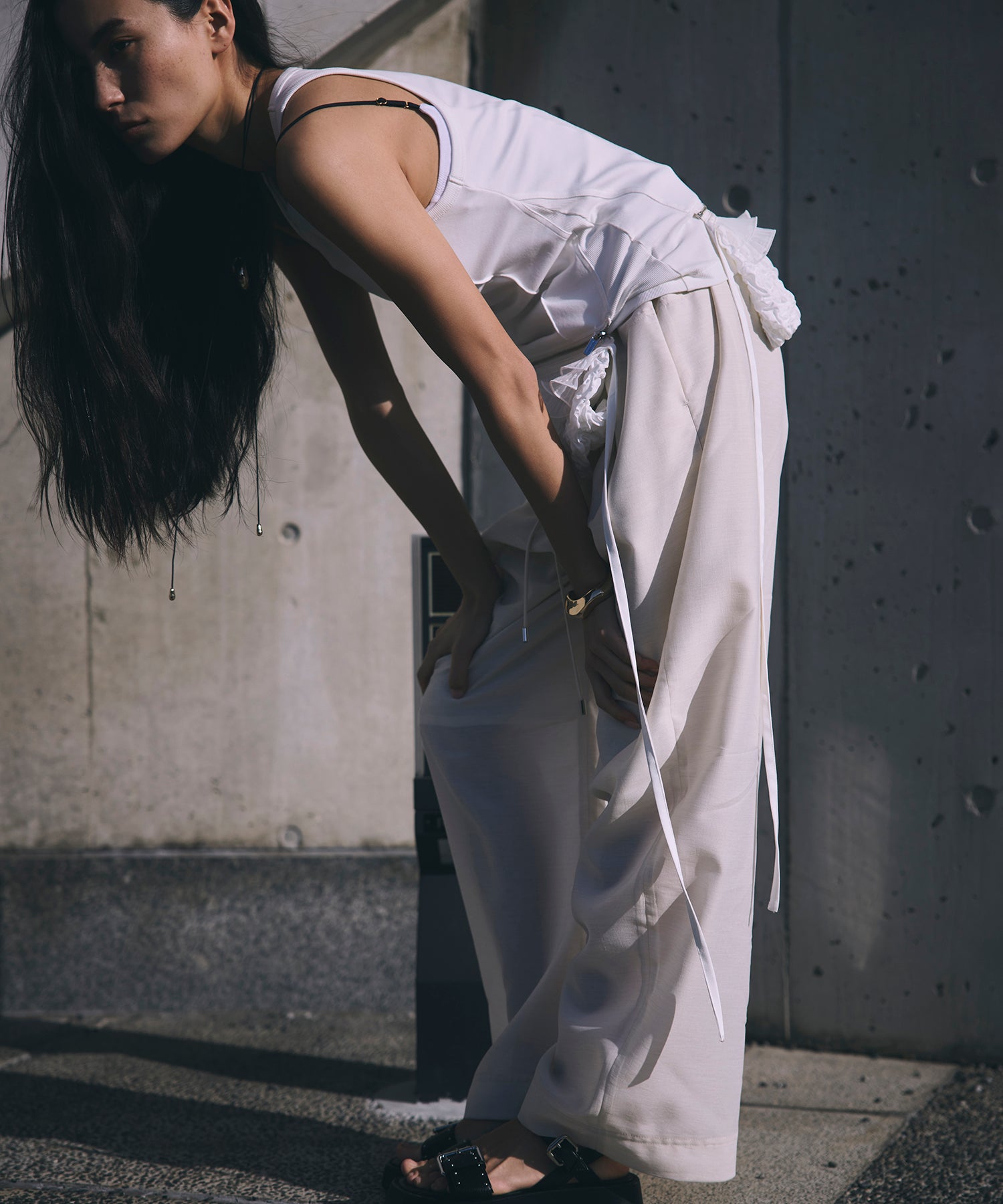 Sheer Suiting Easy Pants