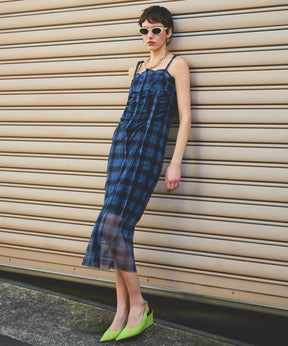 See-through Plaid Layered Dress