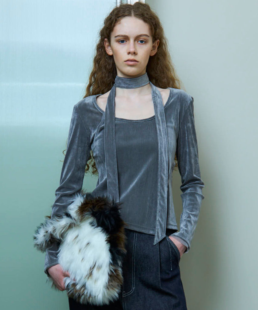 トップス theredthread S sheer asymmetric tops Sheer Velour Asymmetrical Tops