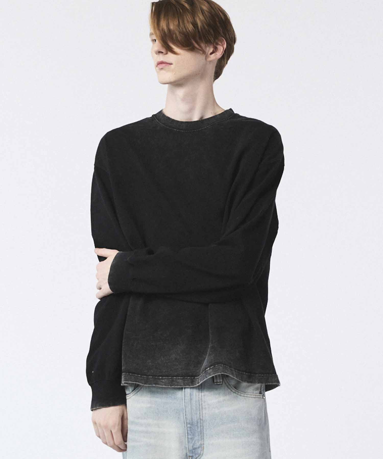Gradation Dyed Prime-Over Crew Neck Long Sleeve T-Shirt