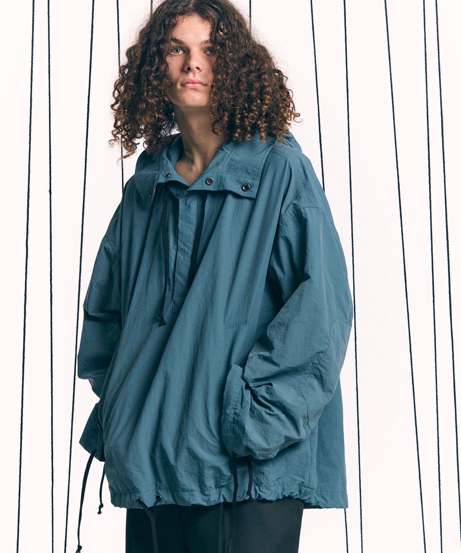 Washed Nylon Prime-Over Anorak Hoodie