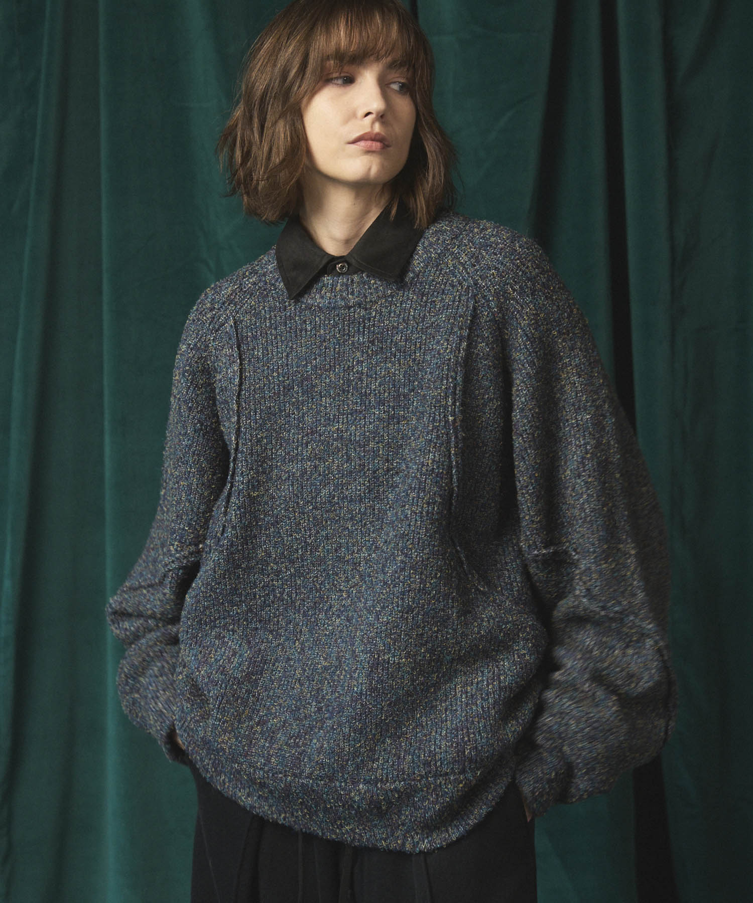 トップス Melange Boucle Crew Neck Knit Pullover Melange Boucle Crew Neck Prime-Over Knit Pullover