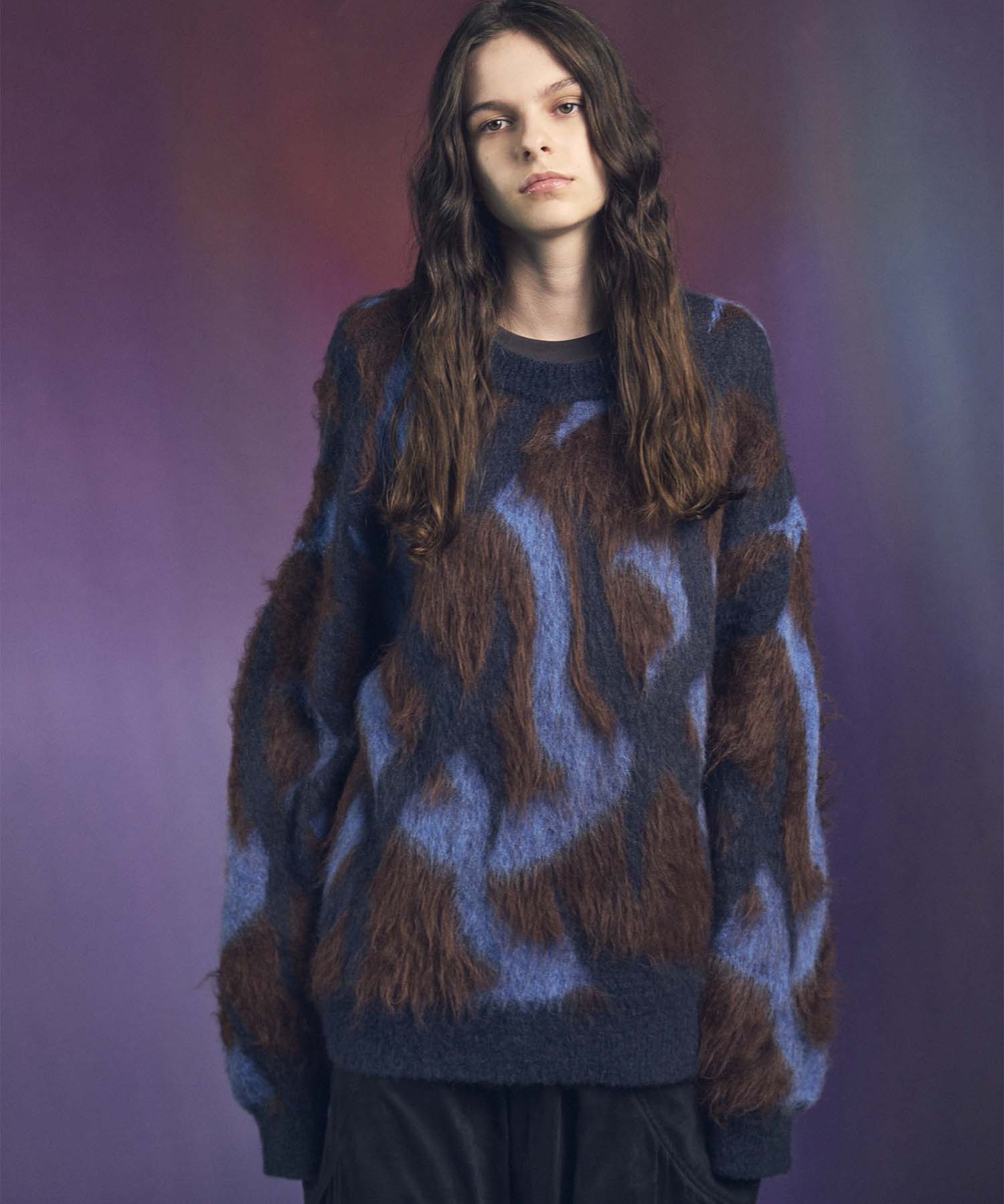 25AW PRE-ORDER】Tribal Pattern Mohair Shaggy Prime-Over Knit