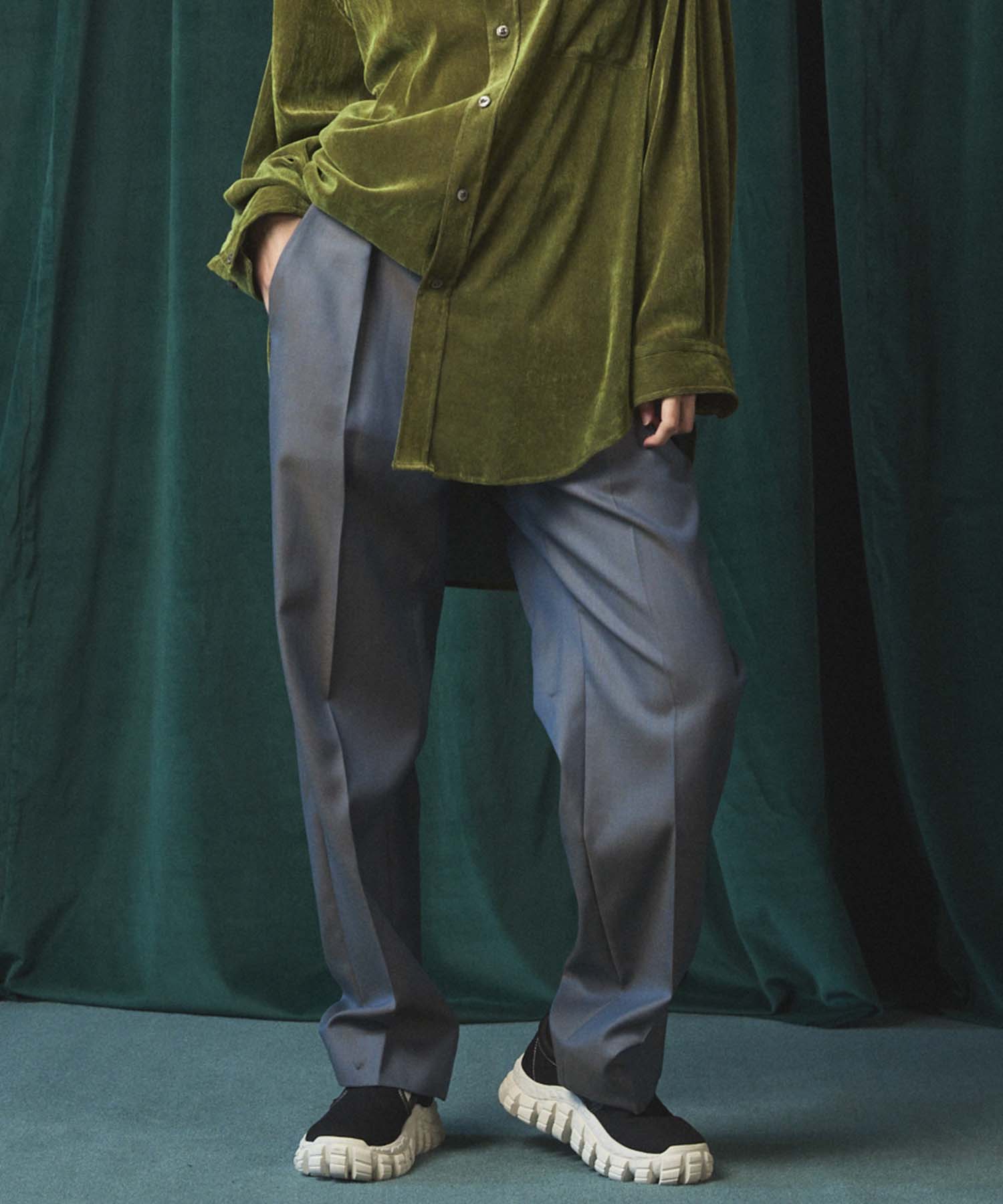 maison special Chambray Washable ウールパンツ 4 Colors Chambray Washable Wool Prime-Wide One Tuck Pants