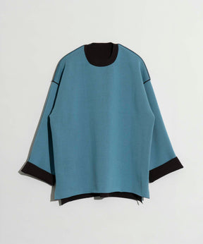 【SALE】Double-Face Knit Prime-Over Reversible Crew Neck Pullover