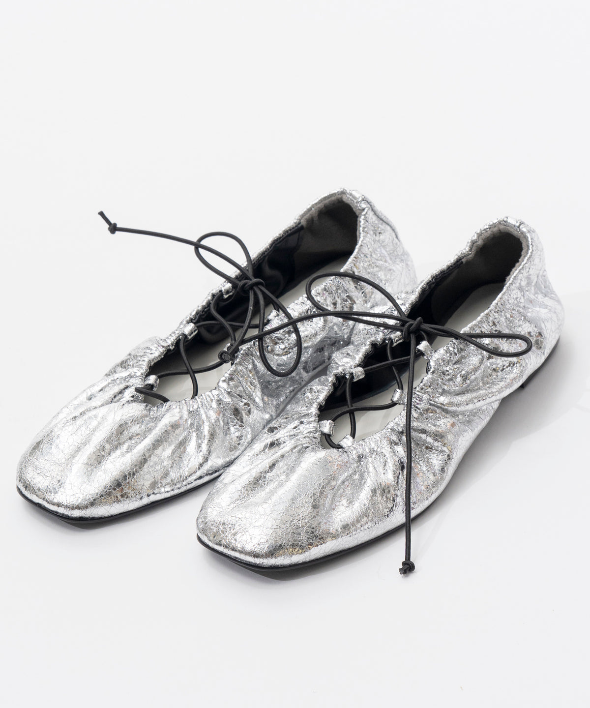 【26SPRING PRE-ORDER】Lace-Up Gathered Flat Shoes