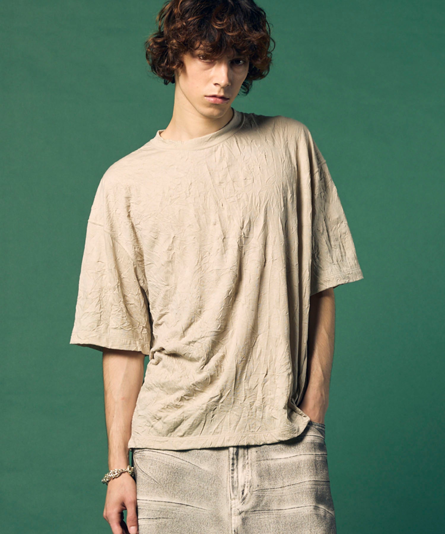 SALE】Catch Washer Processing Prime-Over Crew Neck T-Shirt