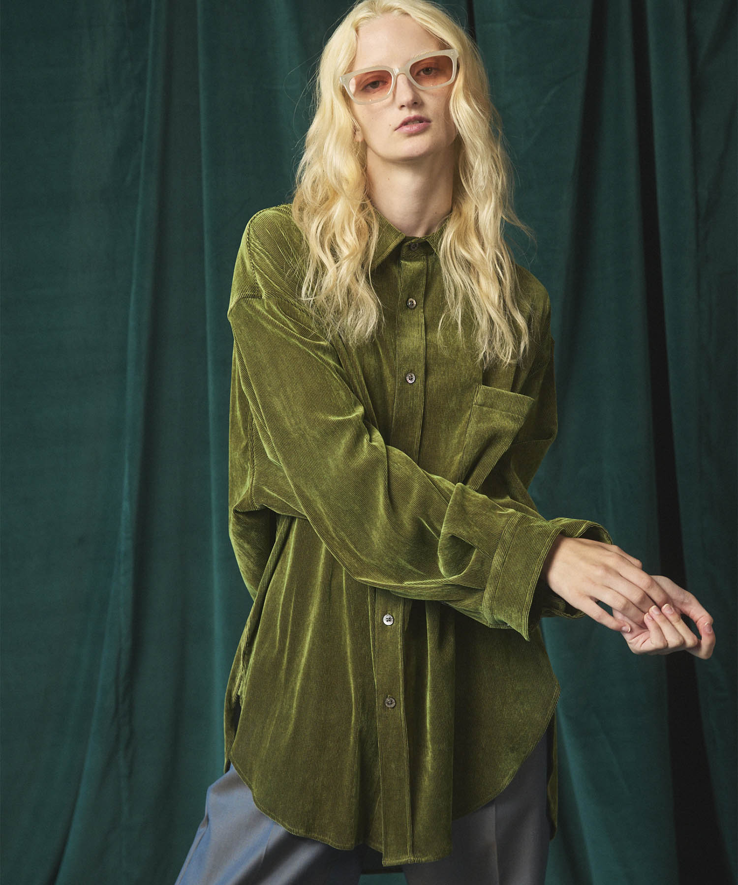 Prime-Over Flocky Print Regular Collar Shirt Coat