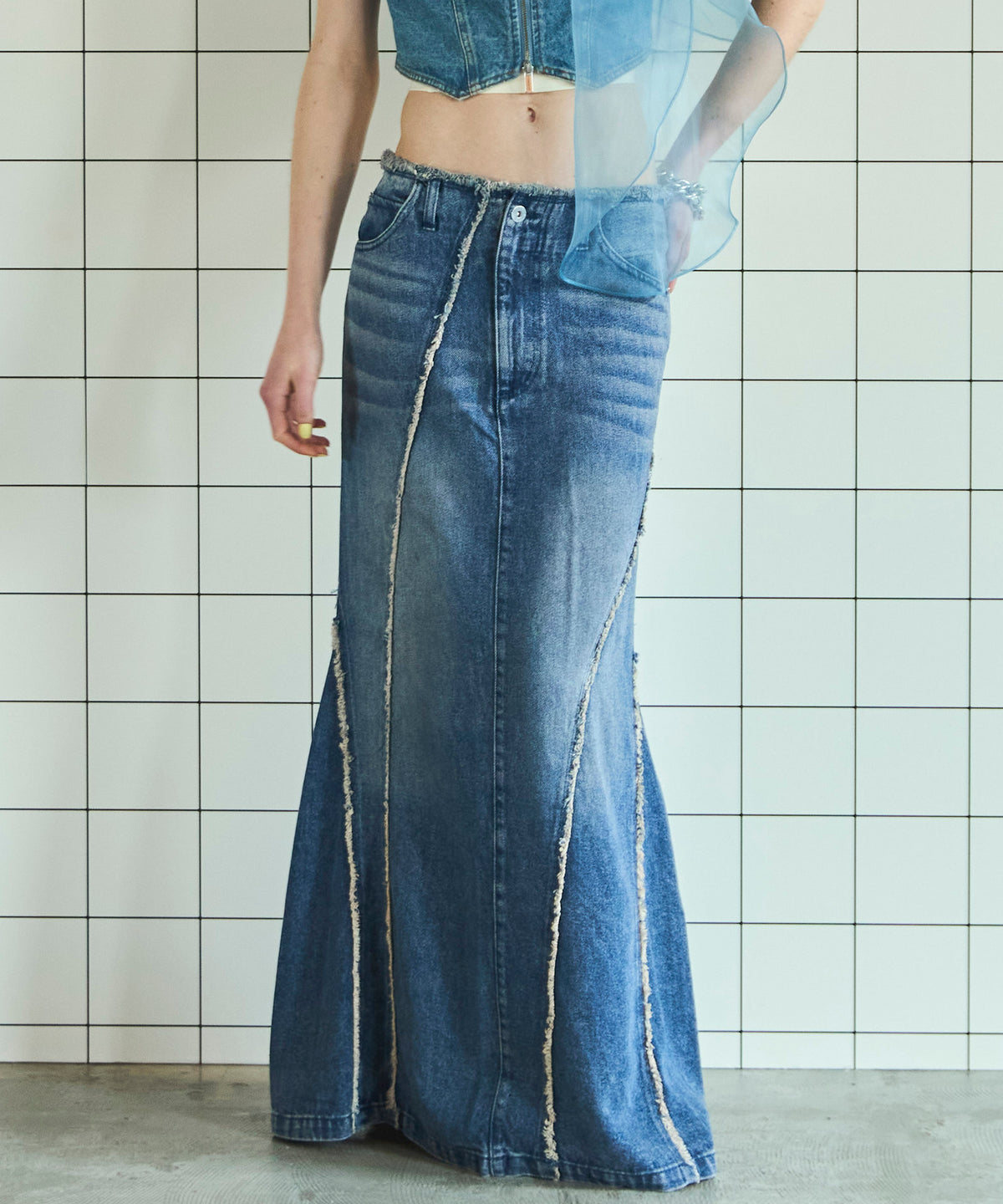 Cellulose Denim Maxi Skirt
