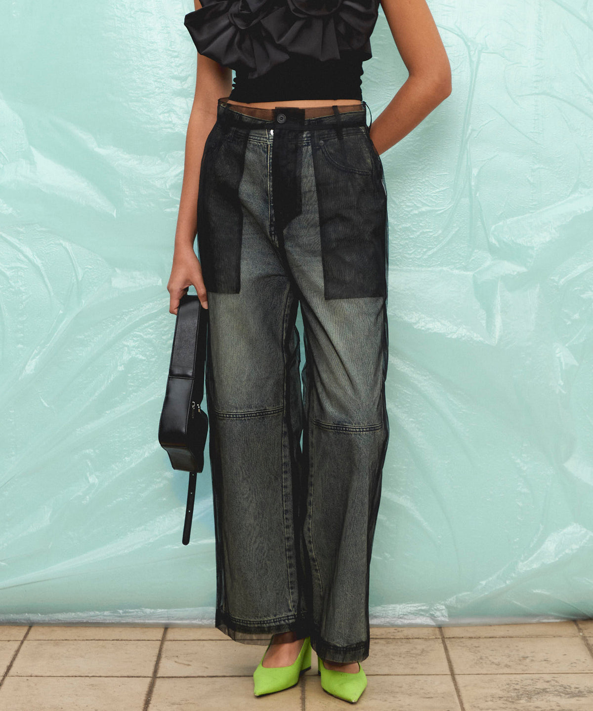 Tulle Layer Denim Pants