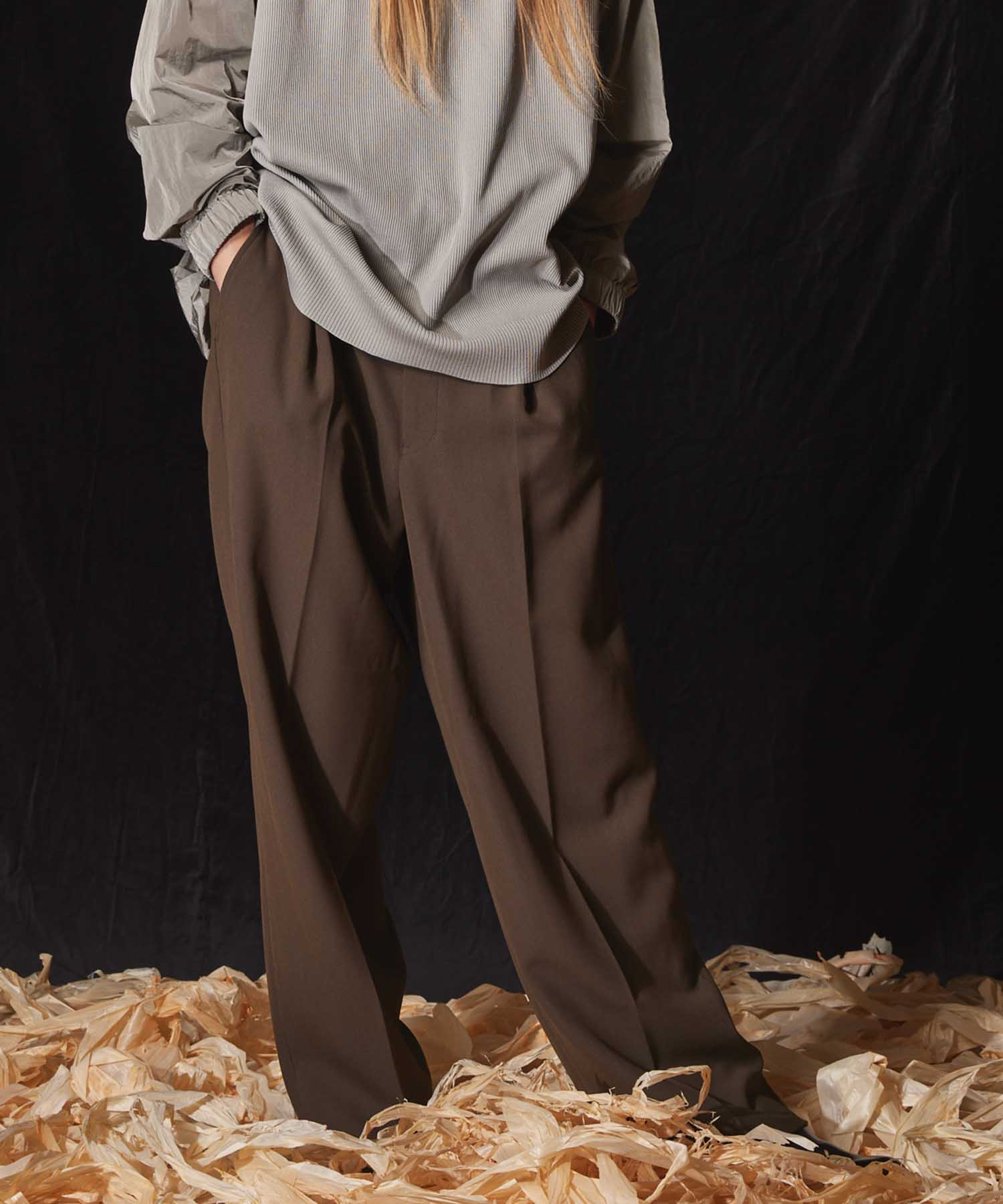 【SALE】Double-Cloth One-Tuck Wide Pants