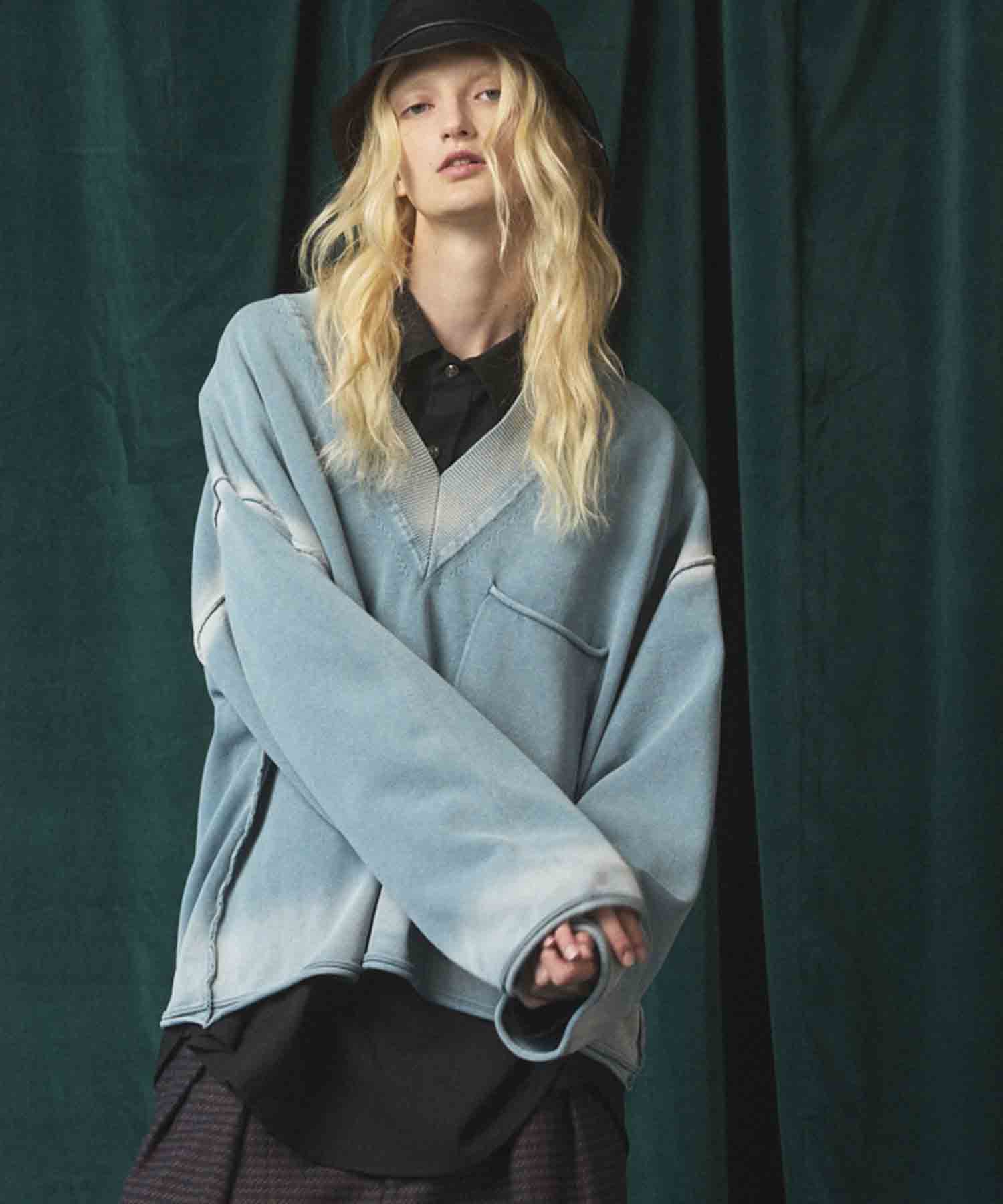 トップス MAISON SPECIAL Prime-Over Gradation Knit Gradation Short Length Prime-Over V-Neck Knit Pullover