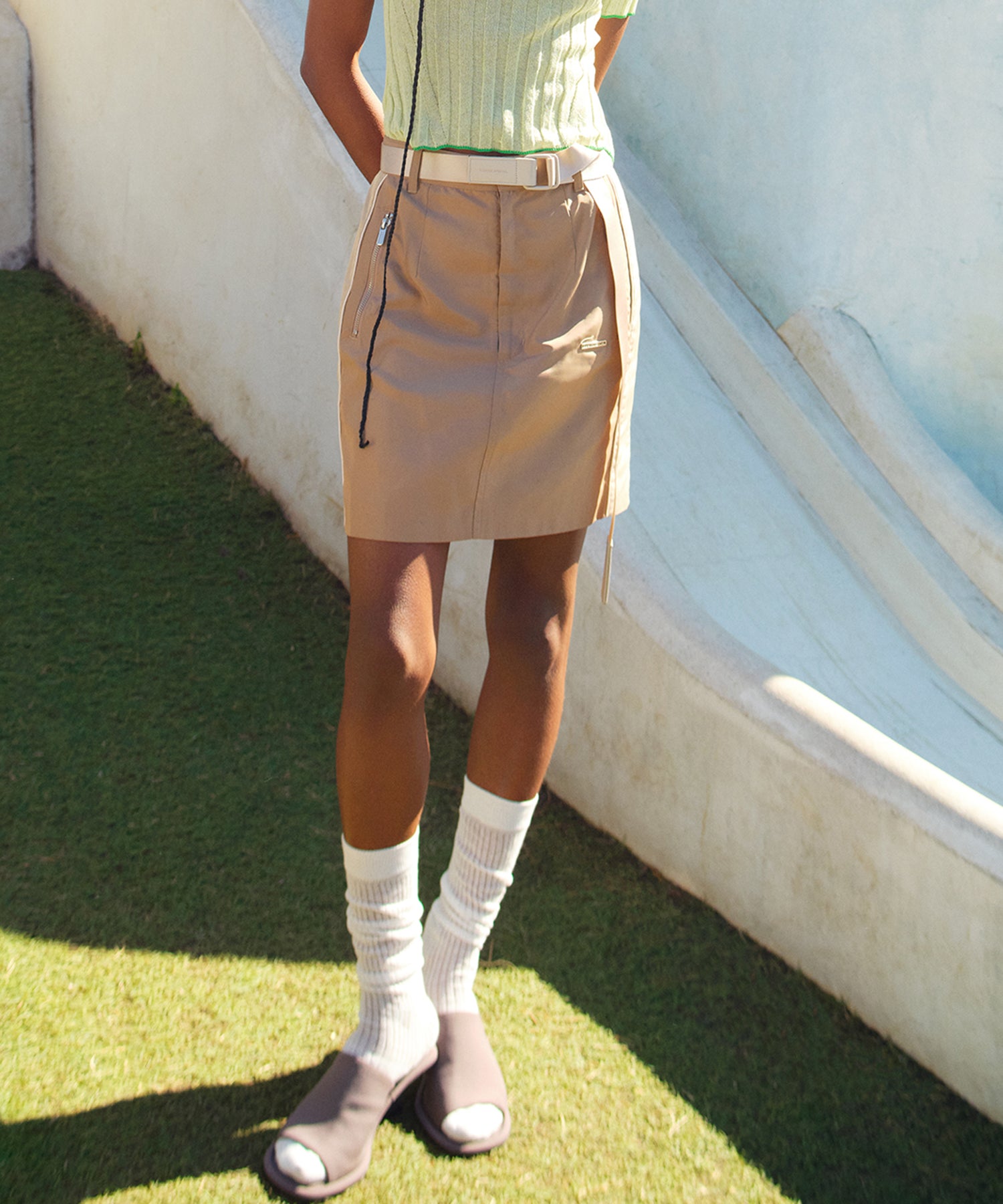 Side Line Oxford Mini Skirt