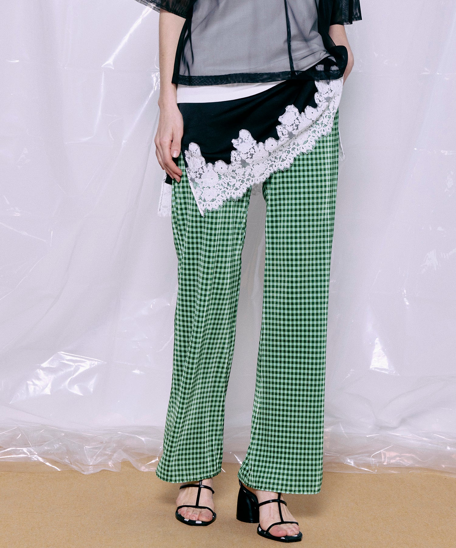 Check Pleated Pants