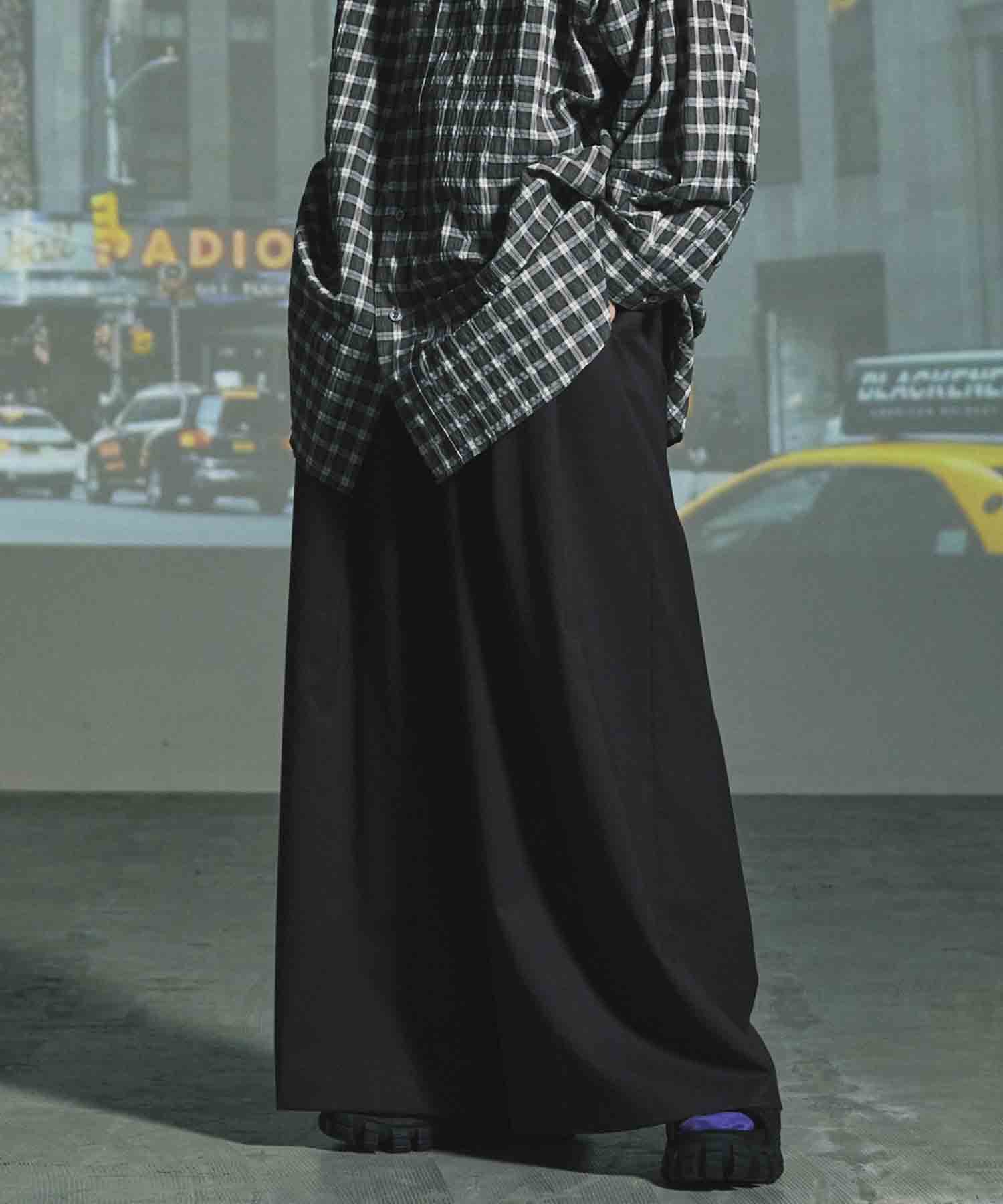 Wool Mix Smooth Prime Wide Baggy Pants