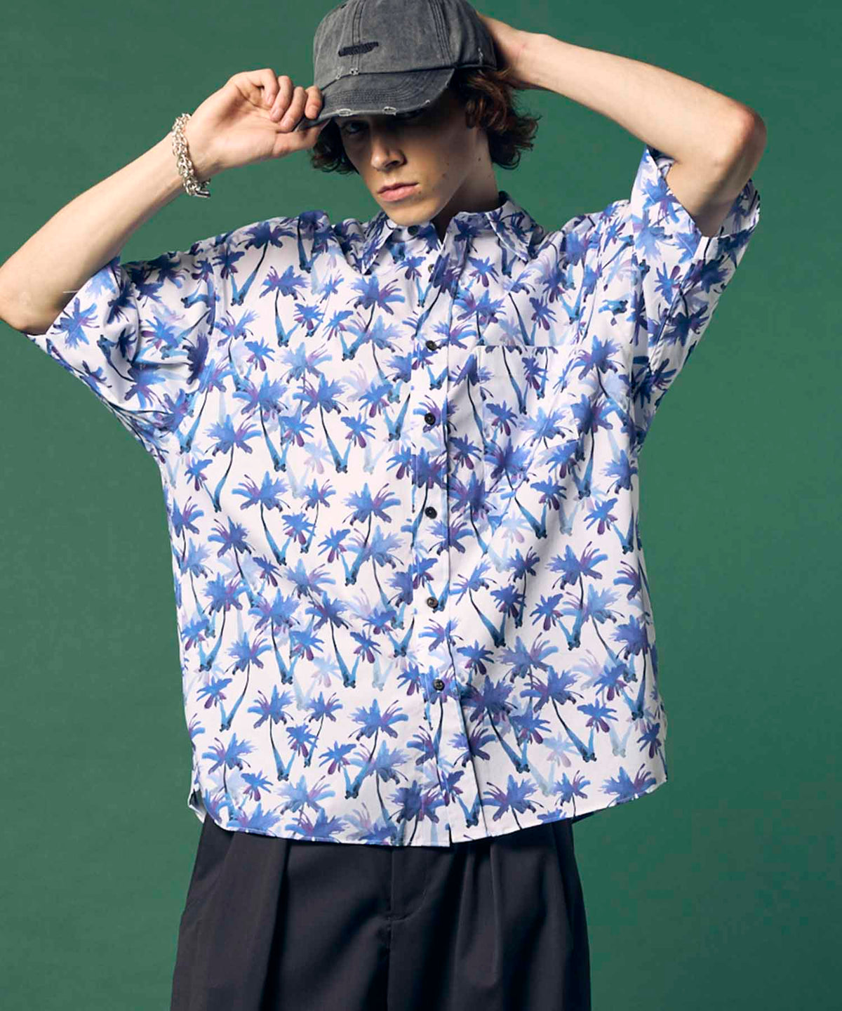 Italian Dead Stock Fabric Prime-Over Regular Collar Short Sleeve Shirt