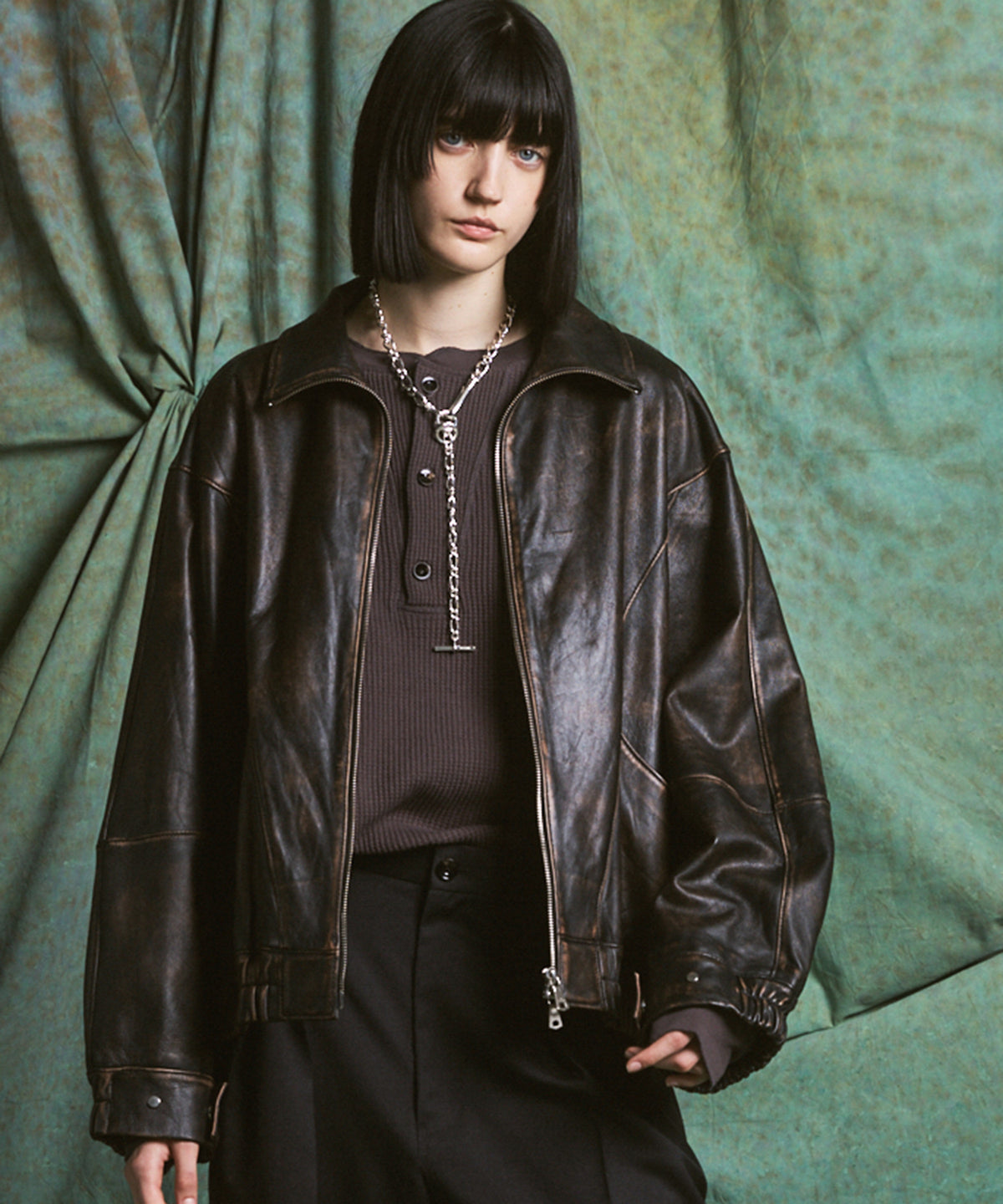 Sheep Leather Stand Collar Blouson