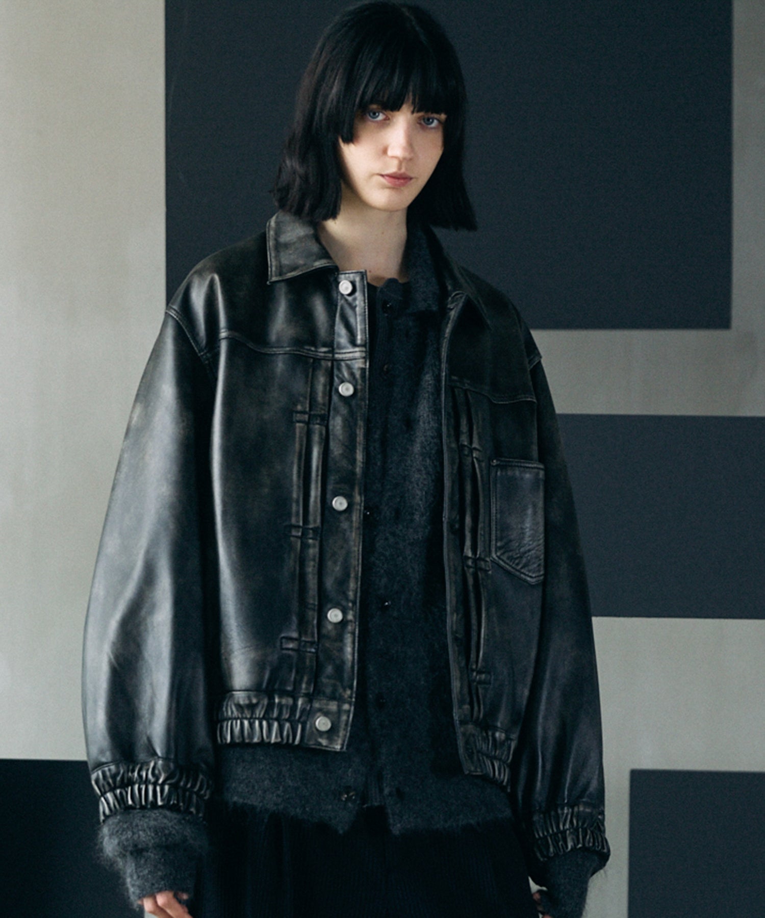 26AW PRE-ORDER】Sheep Leather Prime-Over Trucker Jacket