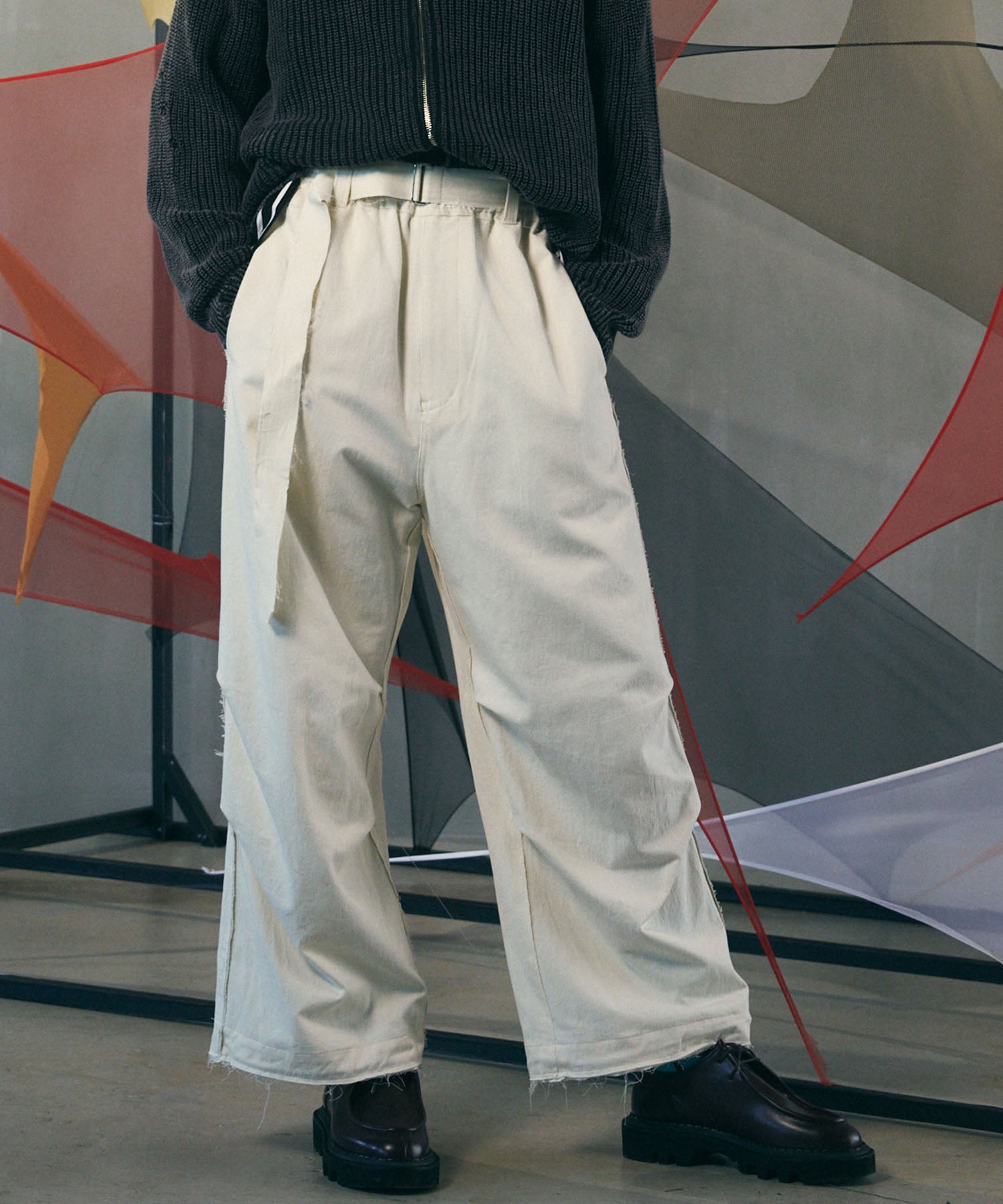 Cotton Belted Snow Wide Pants