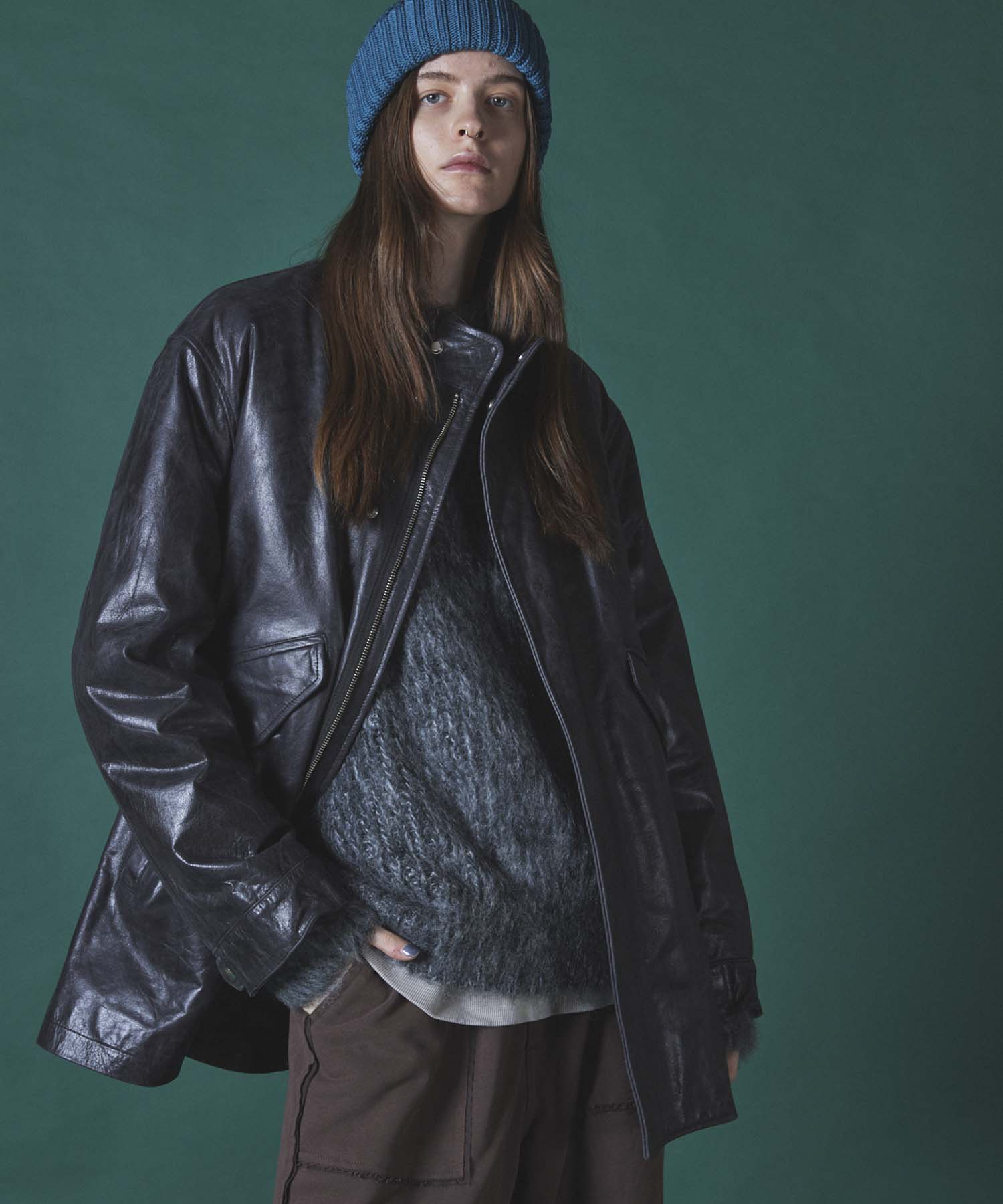SALE】Buffalo Crack Leather Dress-Over Short Mods Coat