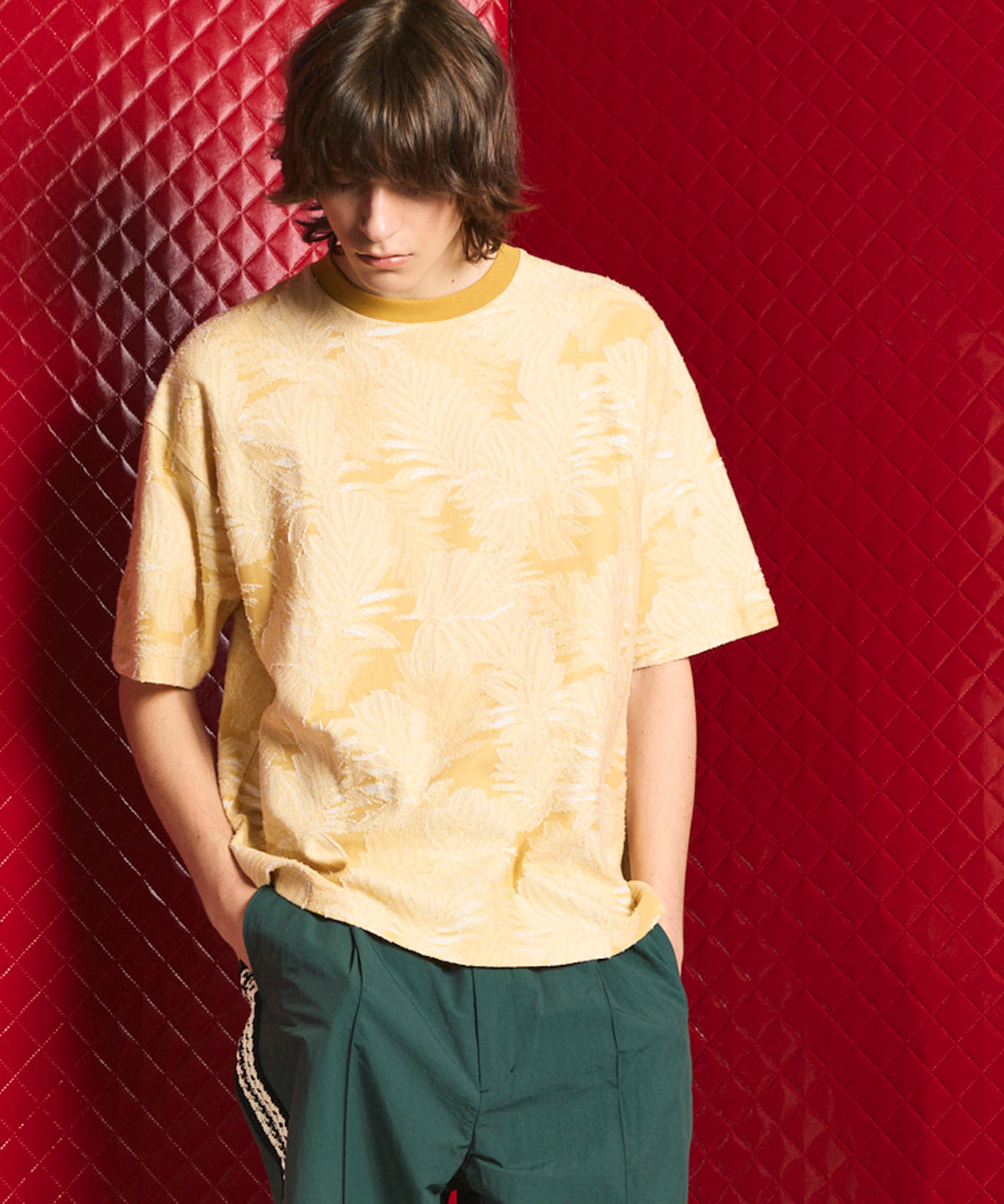 Leaf Back Cut Jacquard Prime乘員脖子T卹