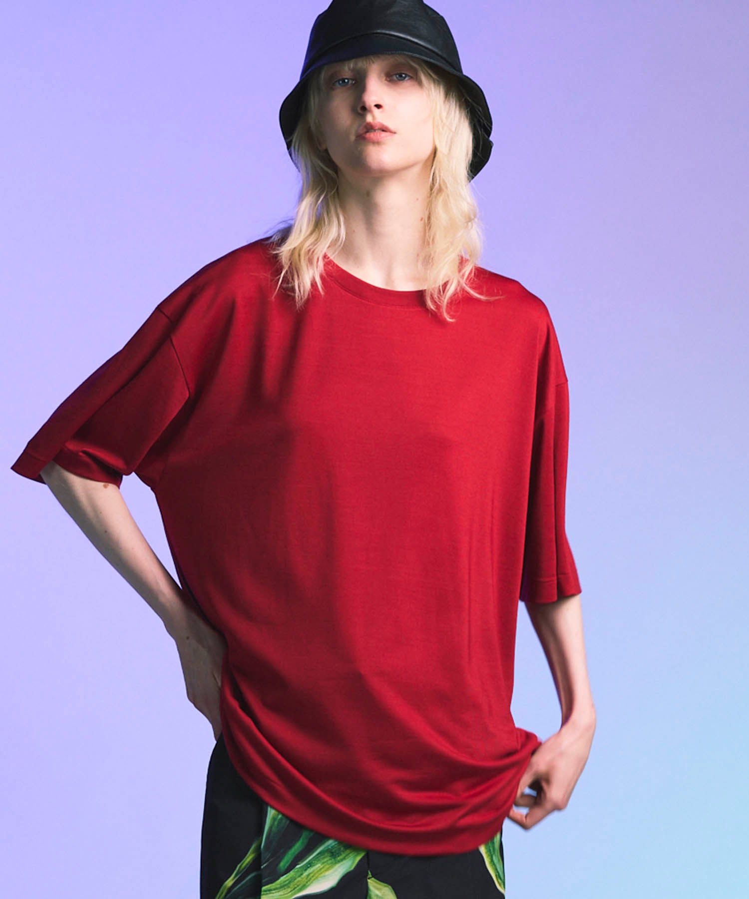 Prime-Over Wool Mix Plating Boxy Crew Neck T-shirt
