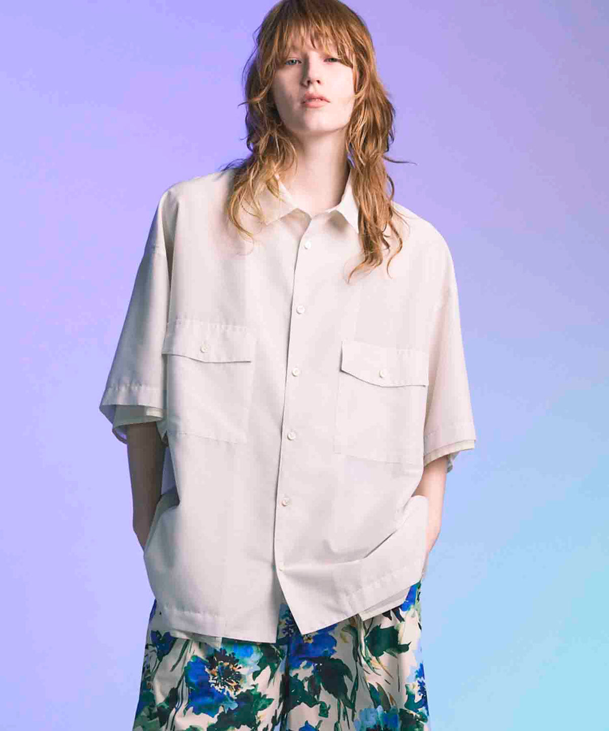 Prime-Over Layered Sheer Short Sleeve Shirt