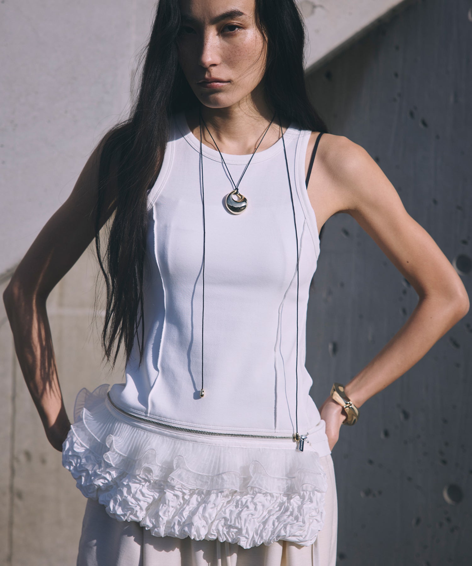 2WAY Balloon Peplum Tank Top