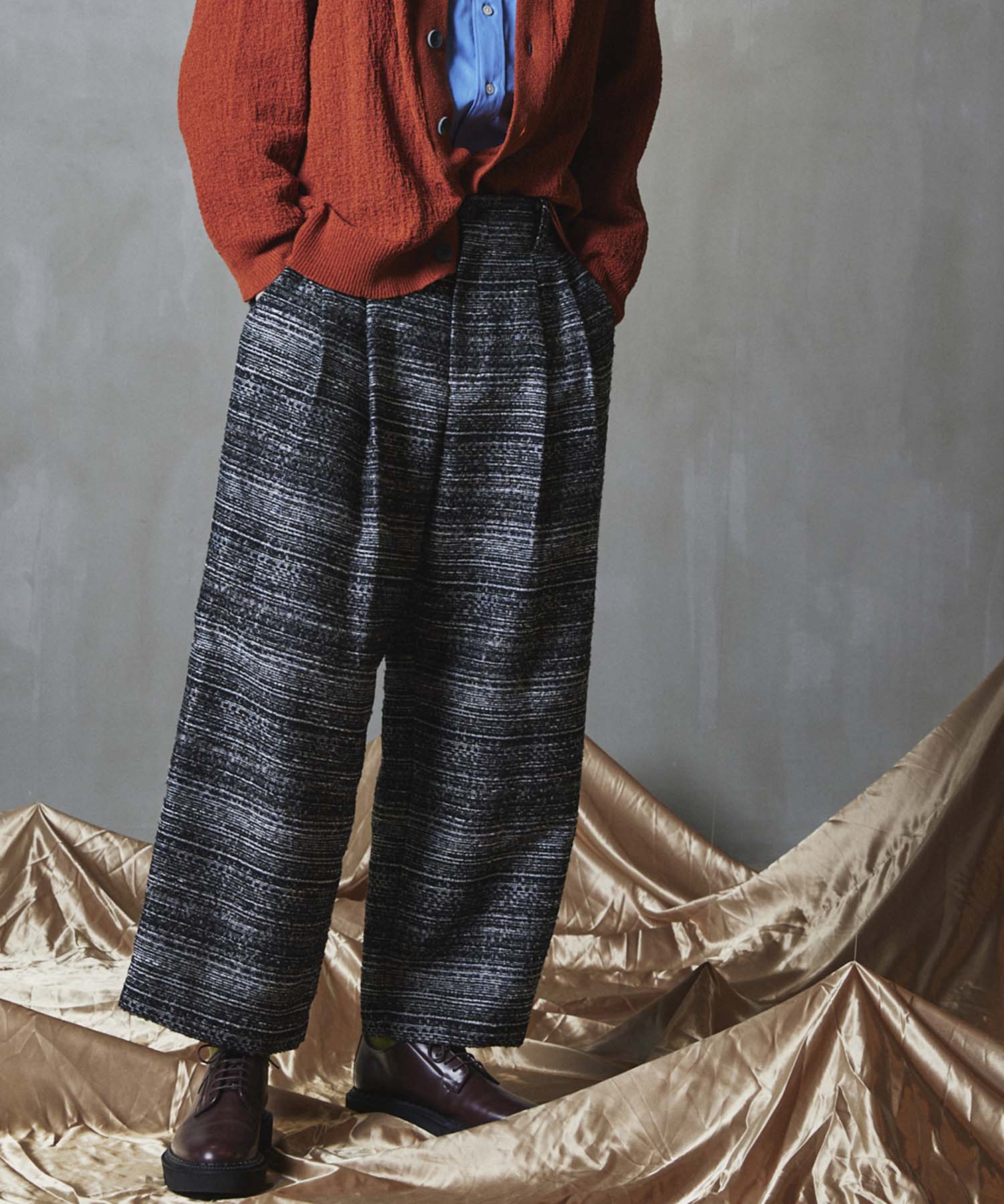 Mall Tweed Jacquard Two-Tuck Wide Pants