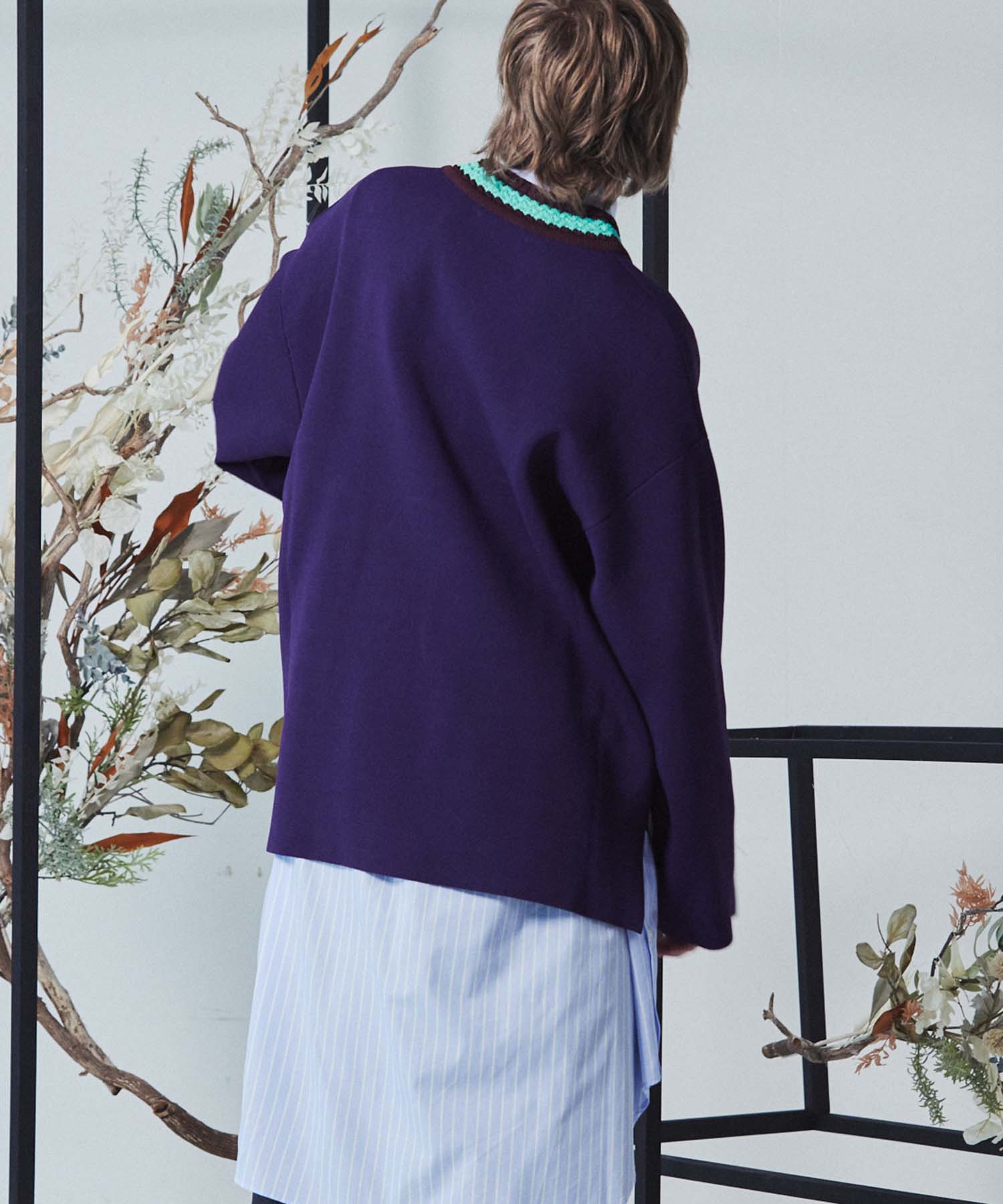 【SALE】Prime-Over Double-Face V-Neck Knit Pullover