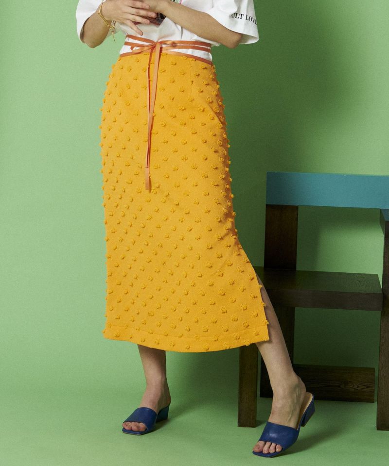 【SALE】Chirimen Jacquard Pompom Skirt