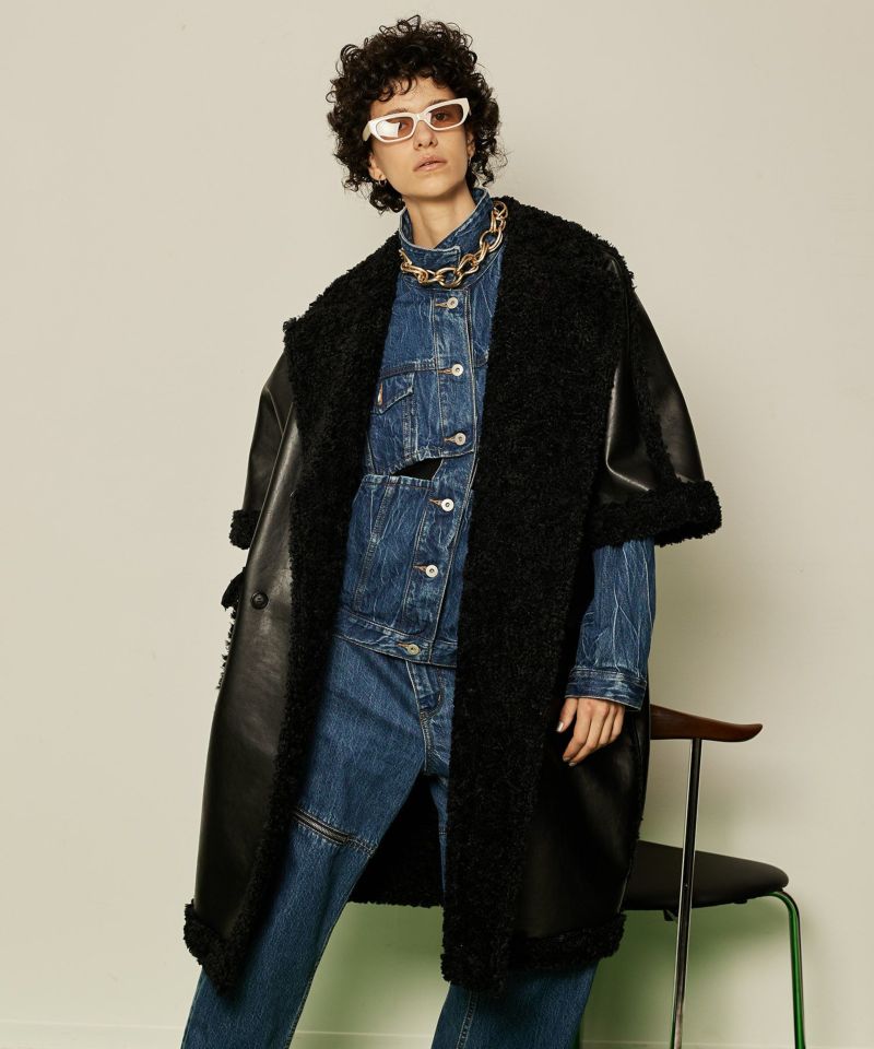 【SALE】Reversible Vegan Mouton Cocoon Coat