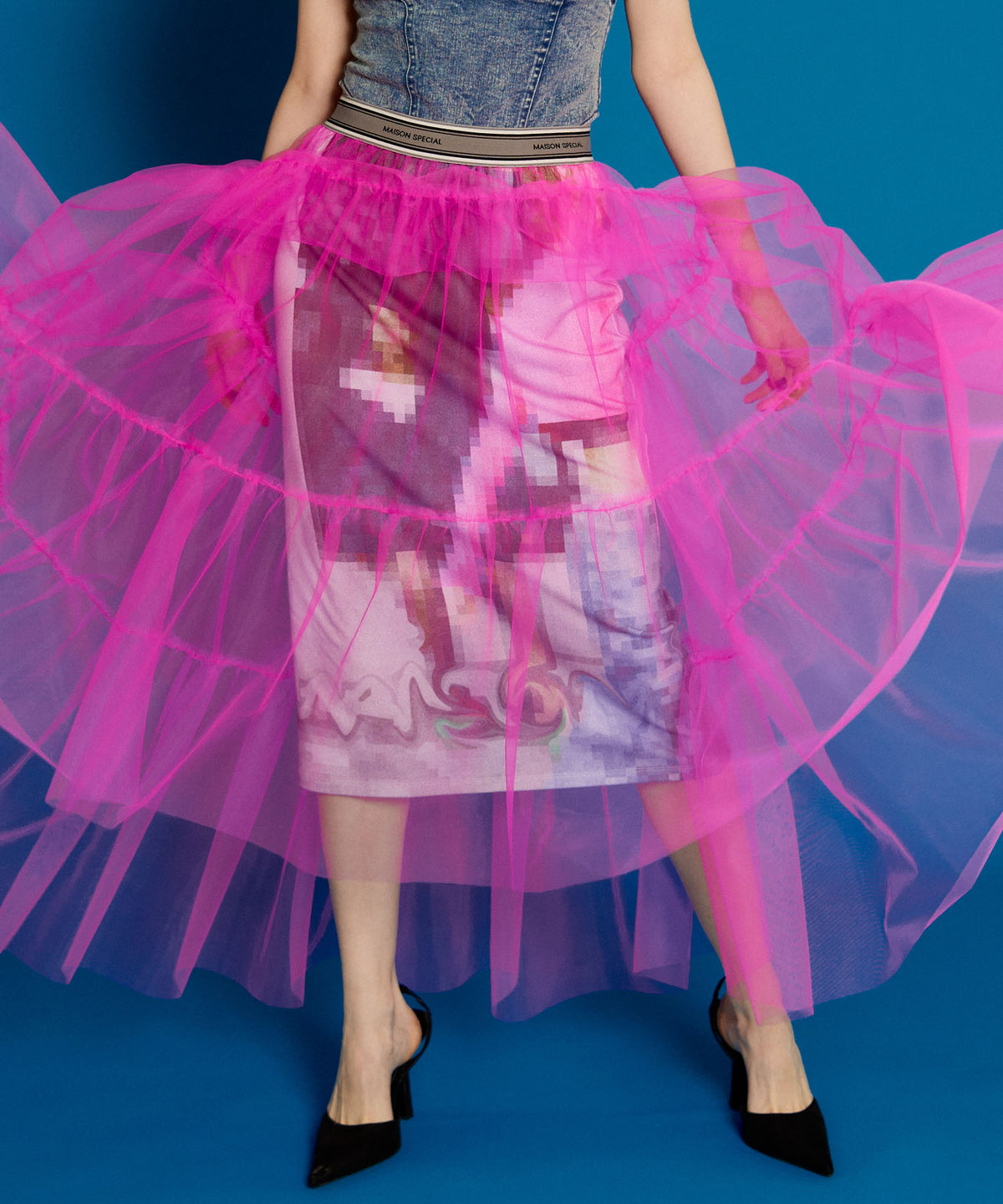 【SALE】Mosaic Print Tight Skirt