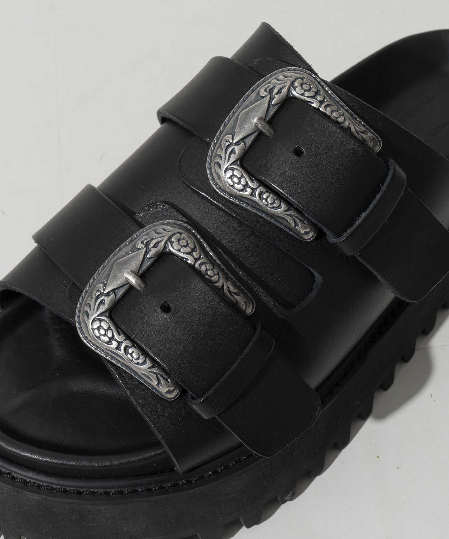【SPECIAL SHOES FACTORY COLLABORATION】Italian Vibram Sole Double Monk Buckle Sandal Made In TOKYO