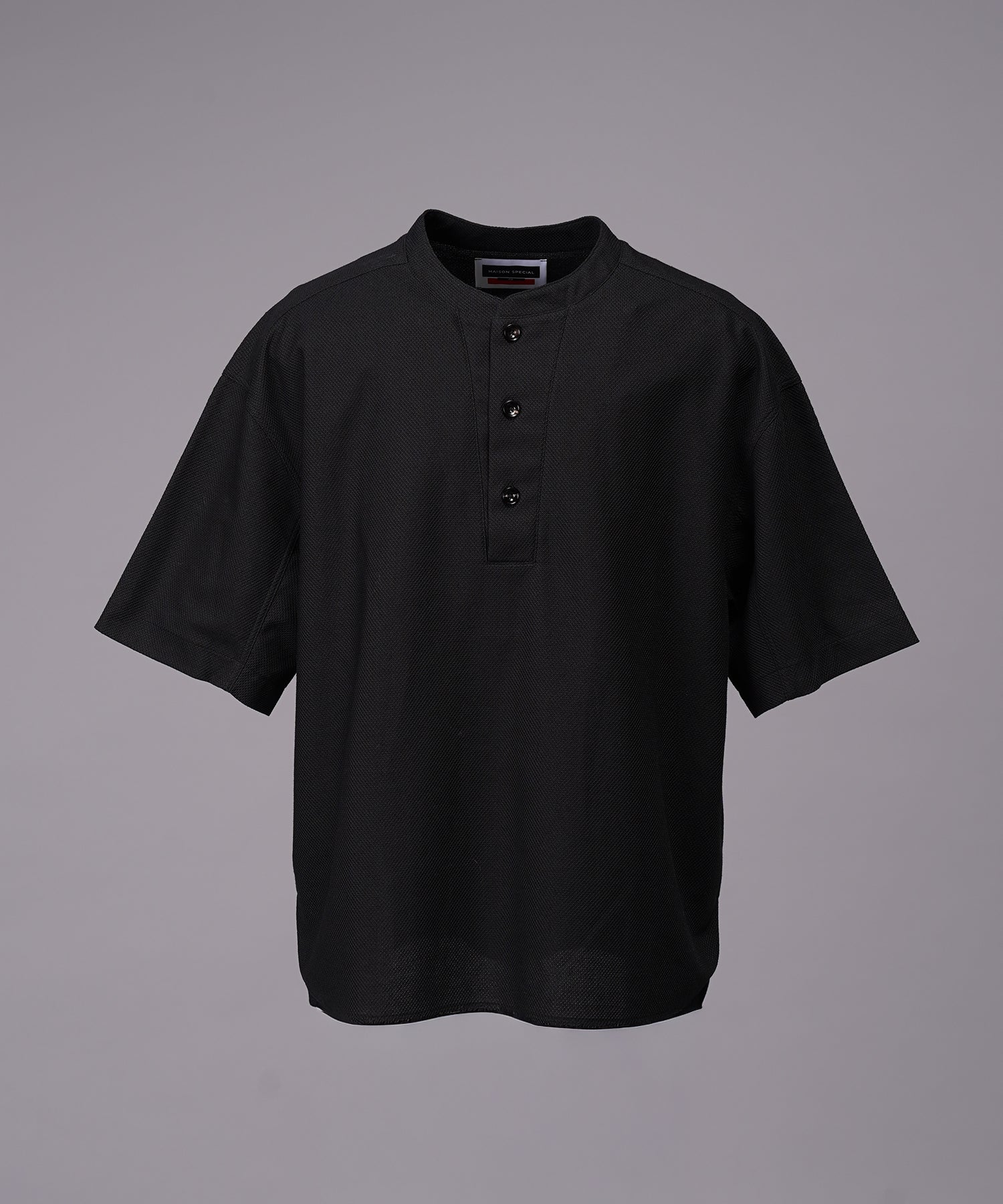 【26SS PRE-ORDER】Birdseye Jersey Mesh Prime-Over Henry Neck Short-sleeved T-shirt